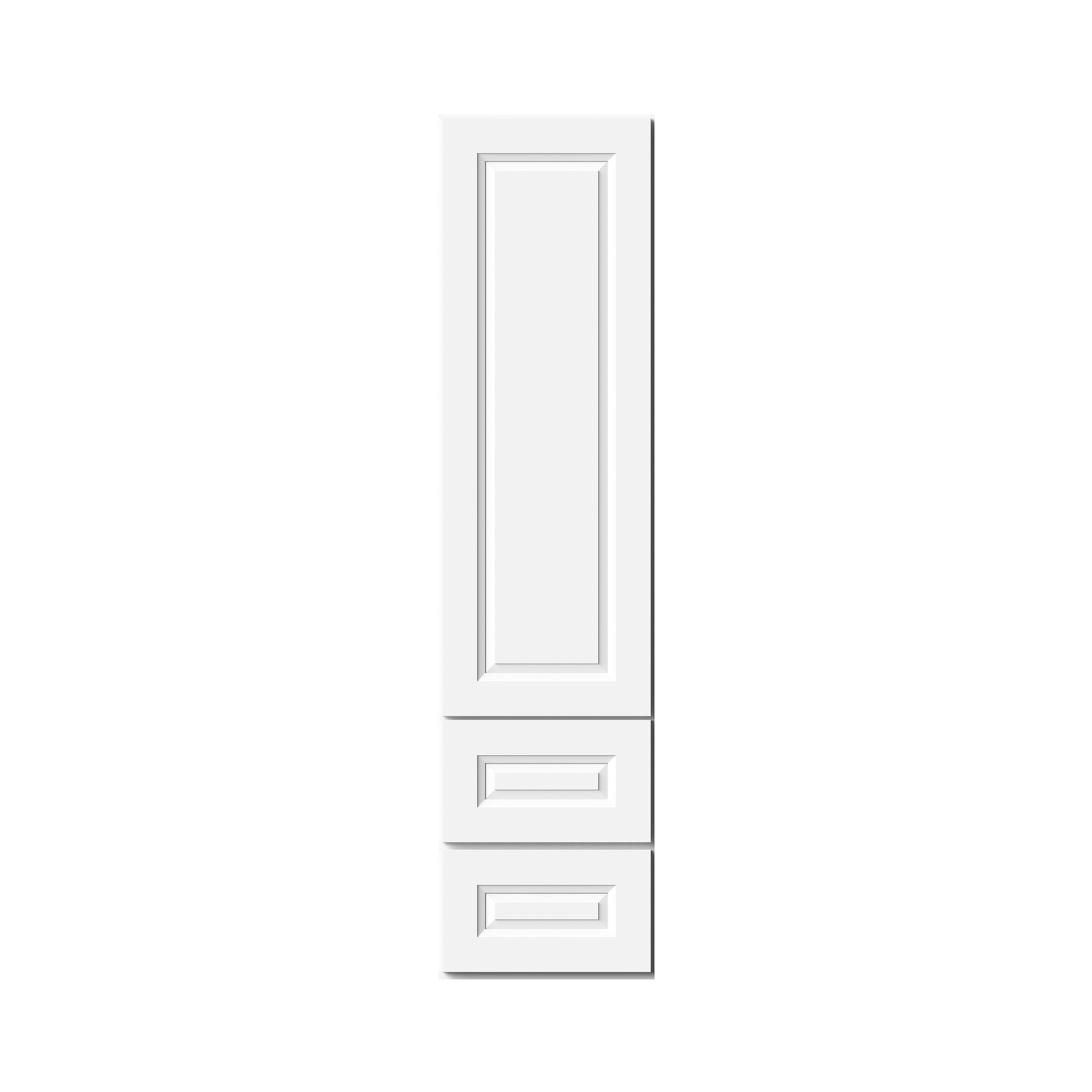 Glacier White RTA 15"W x 12"D x 60"H On-Counter Cabinet/ Counter Linen Cabinet With 1 Door, 2 Drawers & 4 Shelves