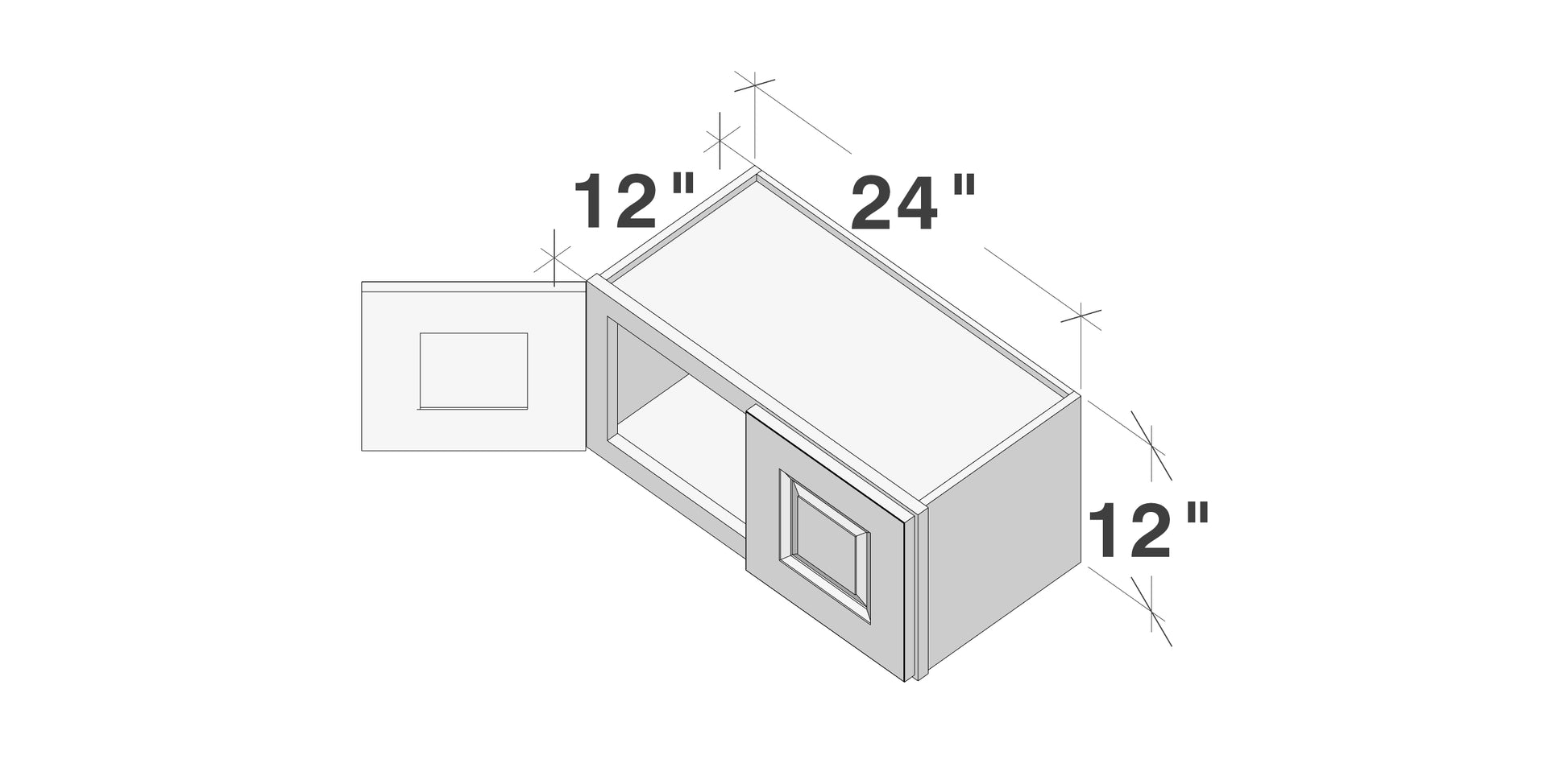 Glacier White RTA 24"-36"W x 12"D x 12"/15"H Short Wall Cabinets With 2 Doors