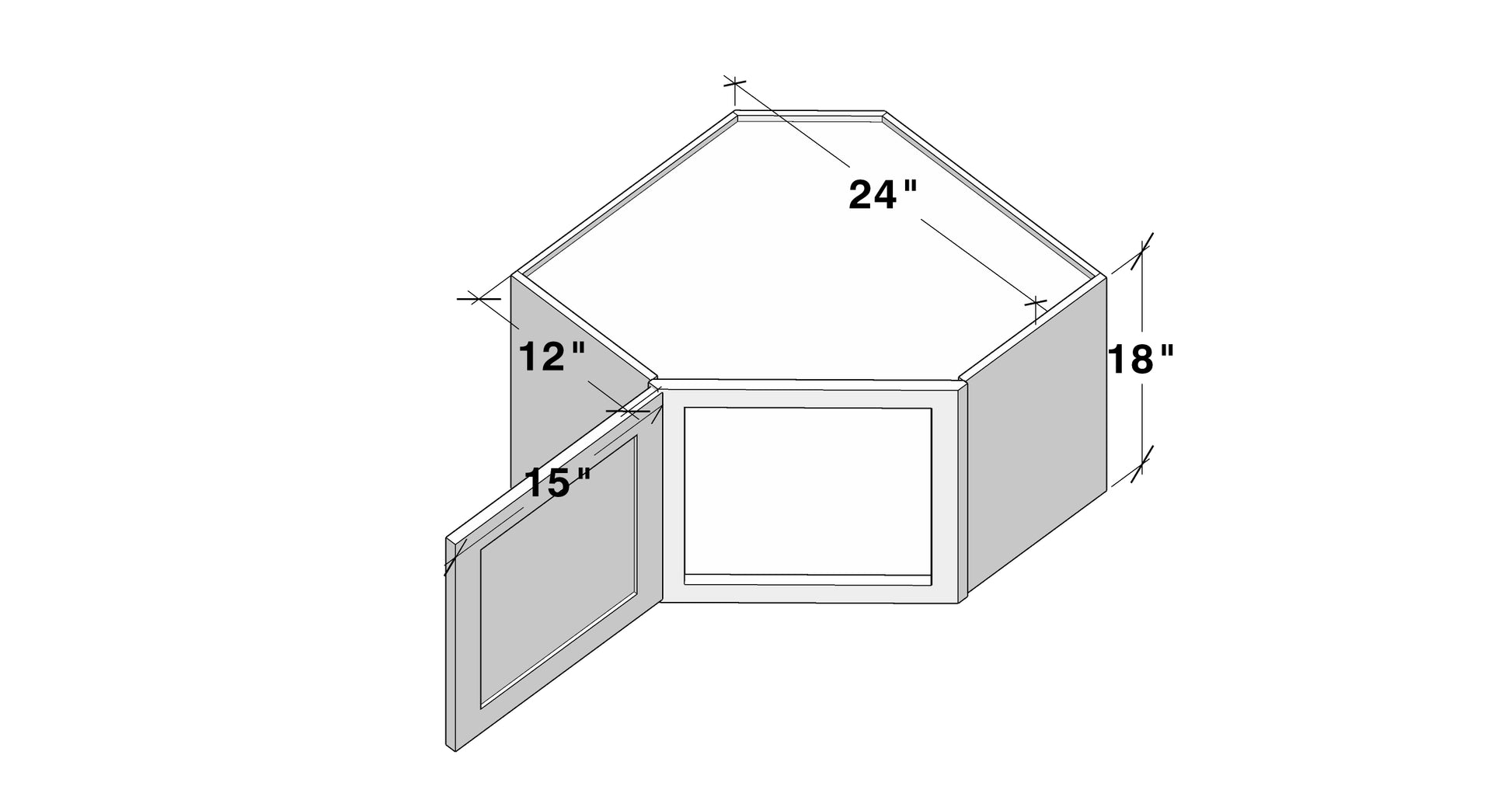 Glacier White RTA 24"W x 12"D x 18"H Wall Diagonal Corner Cabinets With 1 Door