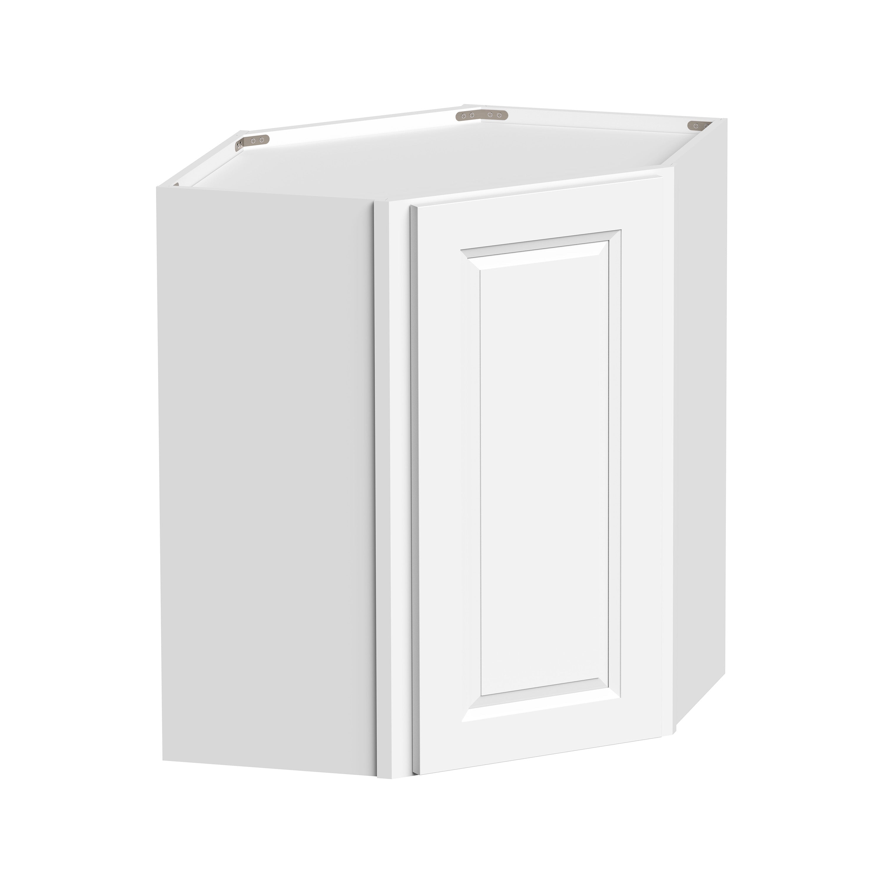 Glacier White RTA 24"W x 12"D x 30"/36"H Wall Diagonal Corner Cabinets With 1 Door & 2 Shelves