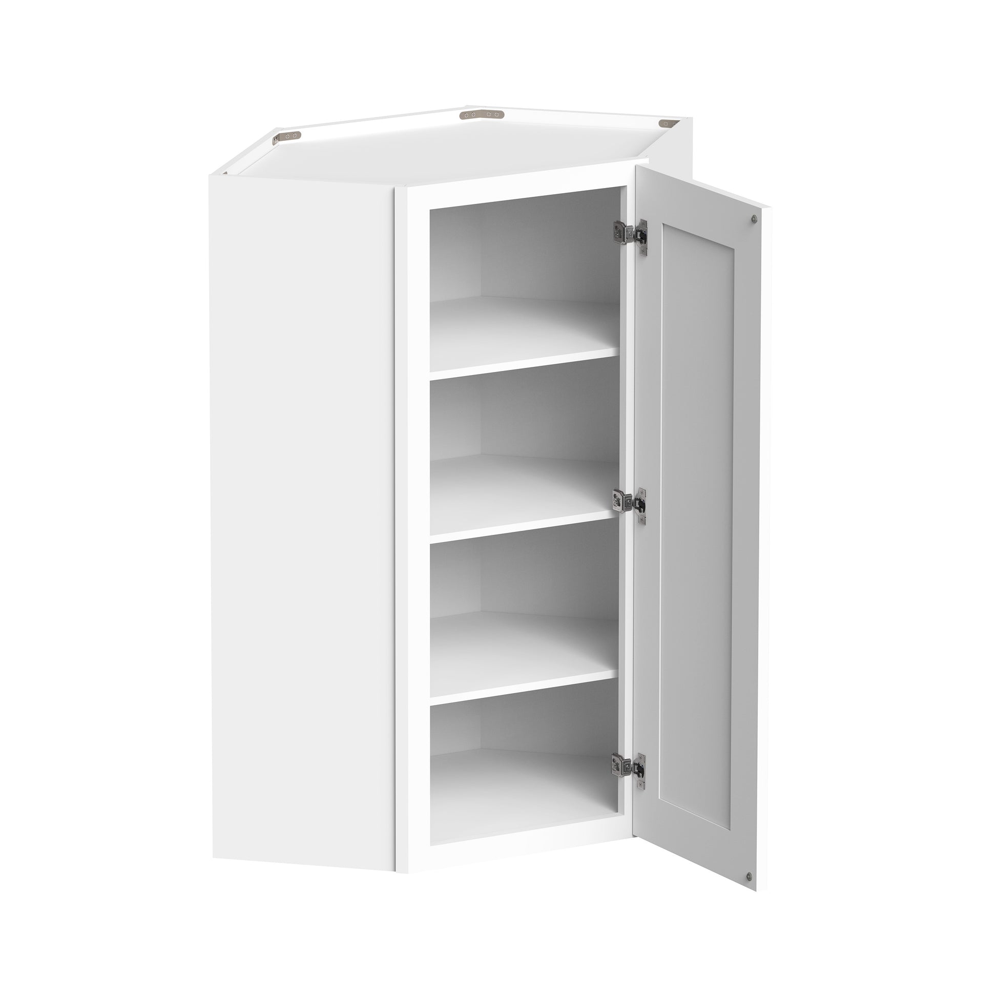 Glacier White RTA 24"W x 12"D x 42"H Wall Diagonal Corner Cabinets With 1 Door & 3 Shelves