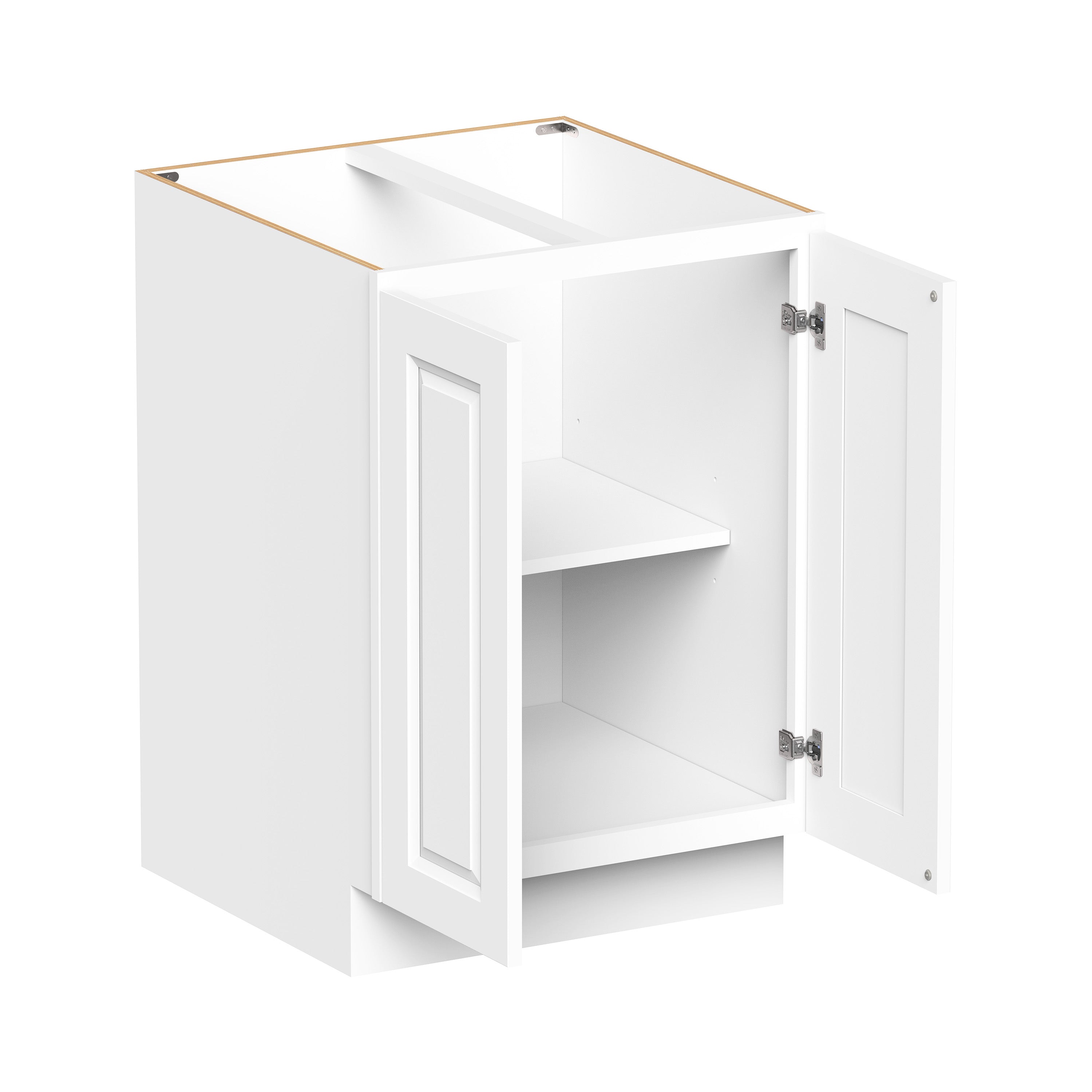 Glacier White RTA 24"-36"W x 24"D x 34.5"H Full Height Door Base Cabinets With 2 Doors & 1 Shelf