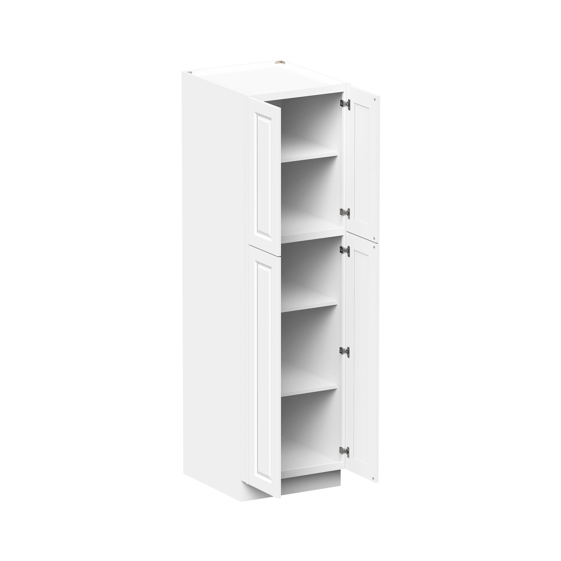 Glacier White RTA 24"/30"W x 27"D x 84"/90"H Pantry Tall Cabinet With 4 Doors & 4 Shelves