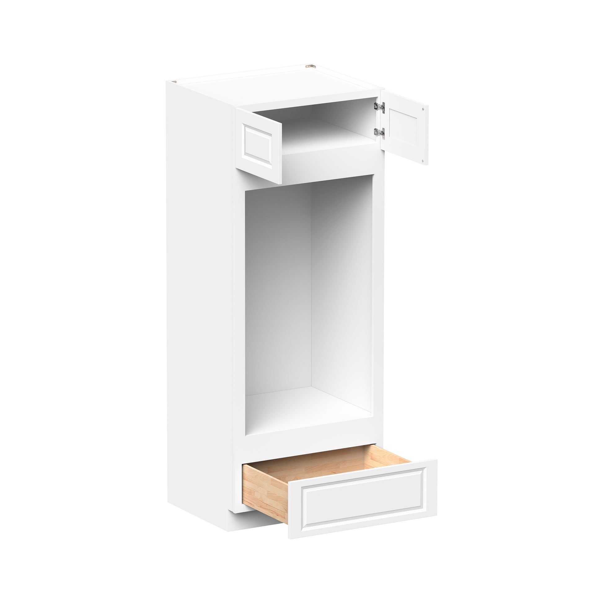 Glacier White RTA 33"W x 27"D x 84"/90"H Double Oven Cabinets With 2 Doors, 1 Drawer & 2 Shelves
