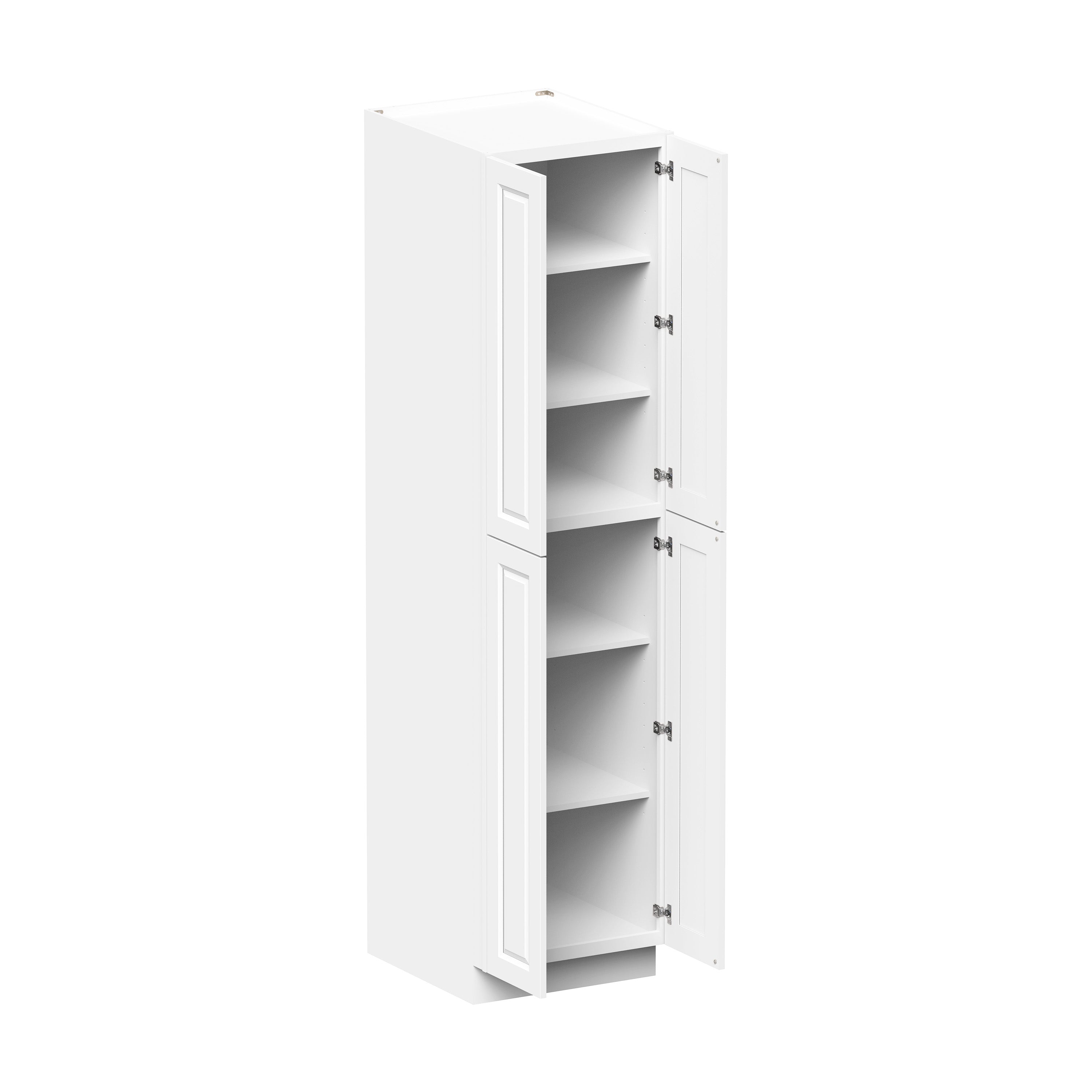 Glacier White RTA 24"/30"W x 27"D x 96"H Pantry Tall Cabinet With 4 Doors & 5 Shelves