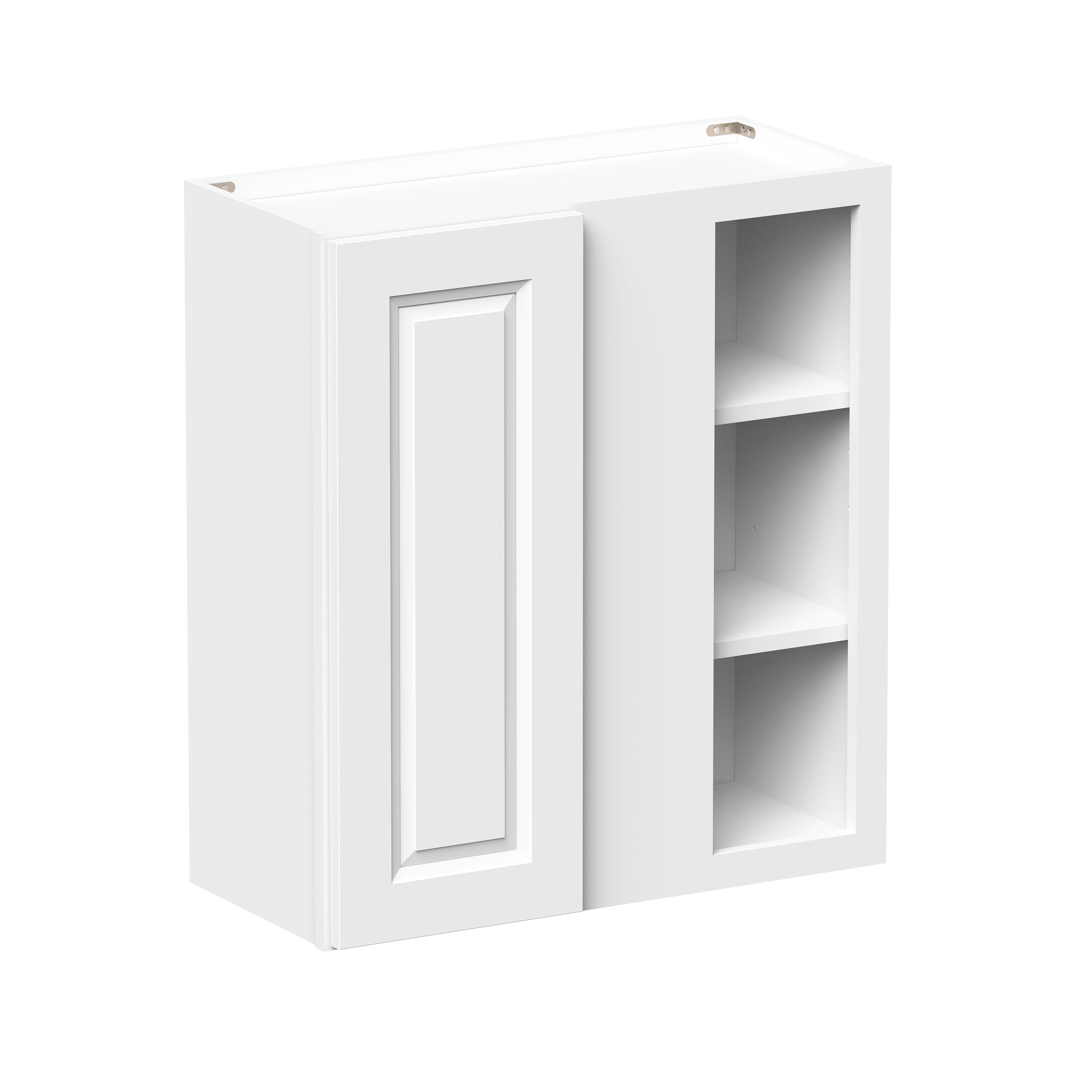 Glacier White RTA 27"W x 12"D x 30"/36"H Standard Corner Wall Cabinets With 1 Door & 2 Shelves