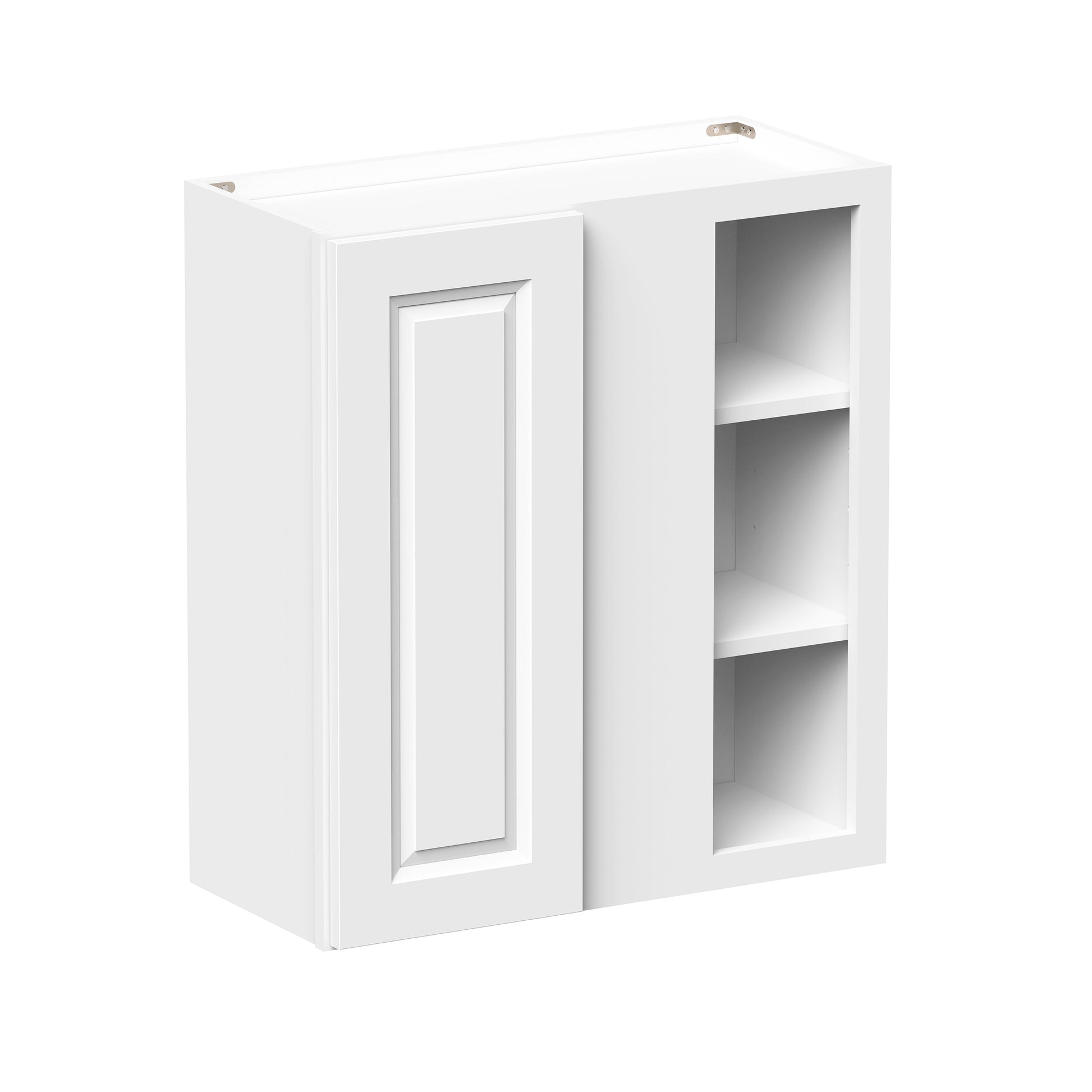Glacier White RTA 27"W x 12"D x 30"/36"H Standard Corner Wall Cabinets With 1 Door & 2 Shelves