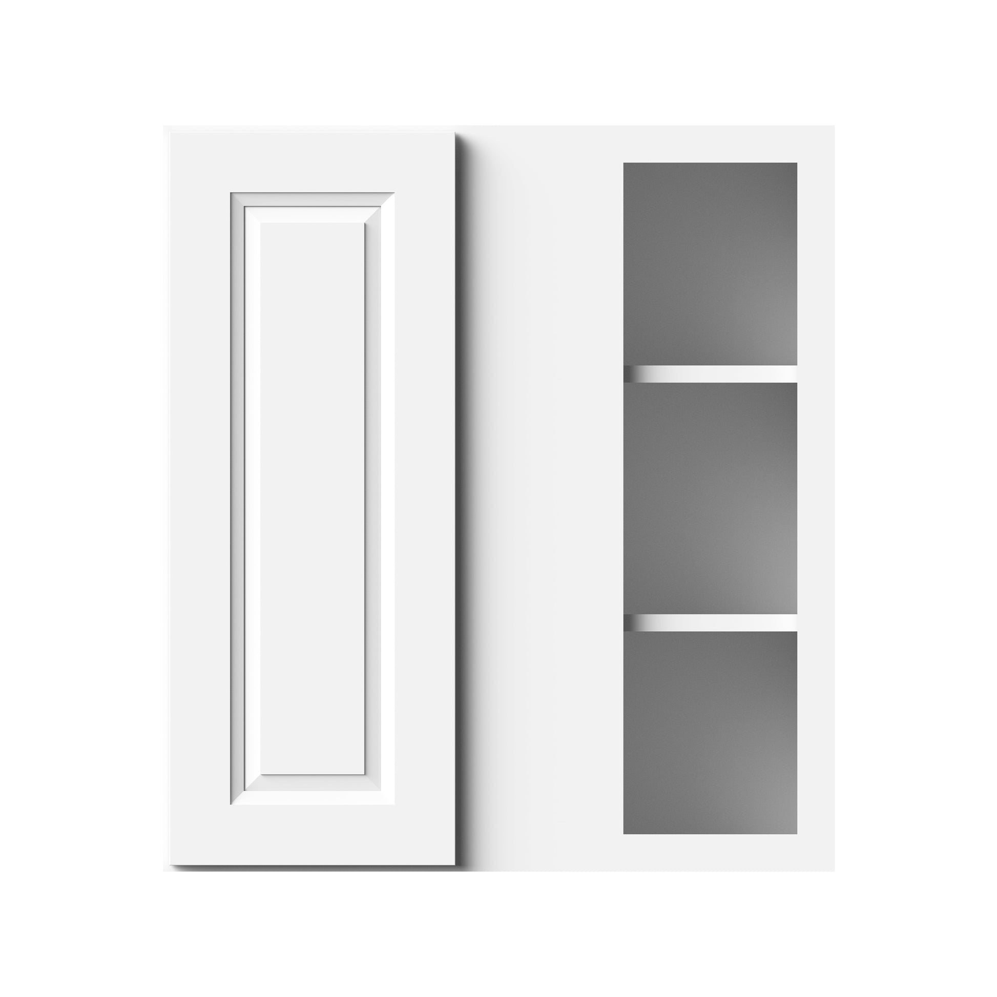 Glacier White RTA 27"W x 12"D x 30"/36"H Standard Corner Wall Cabinets With 1 Door & 2 Shelves