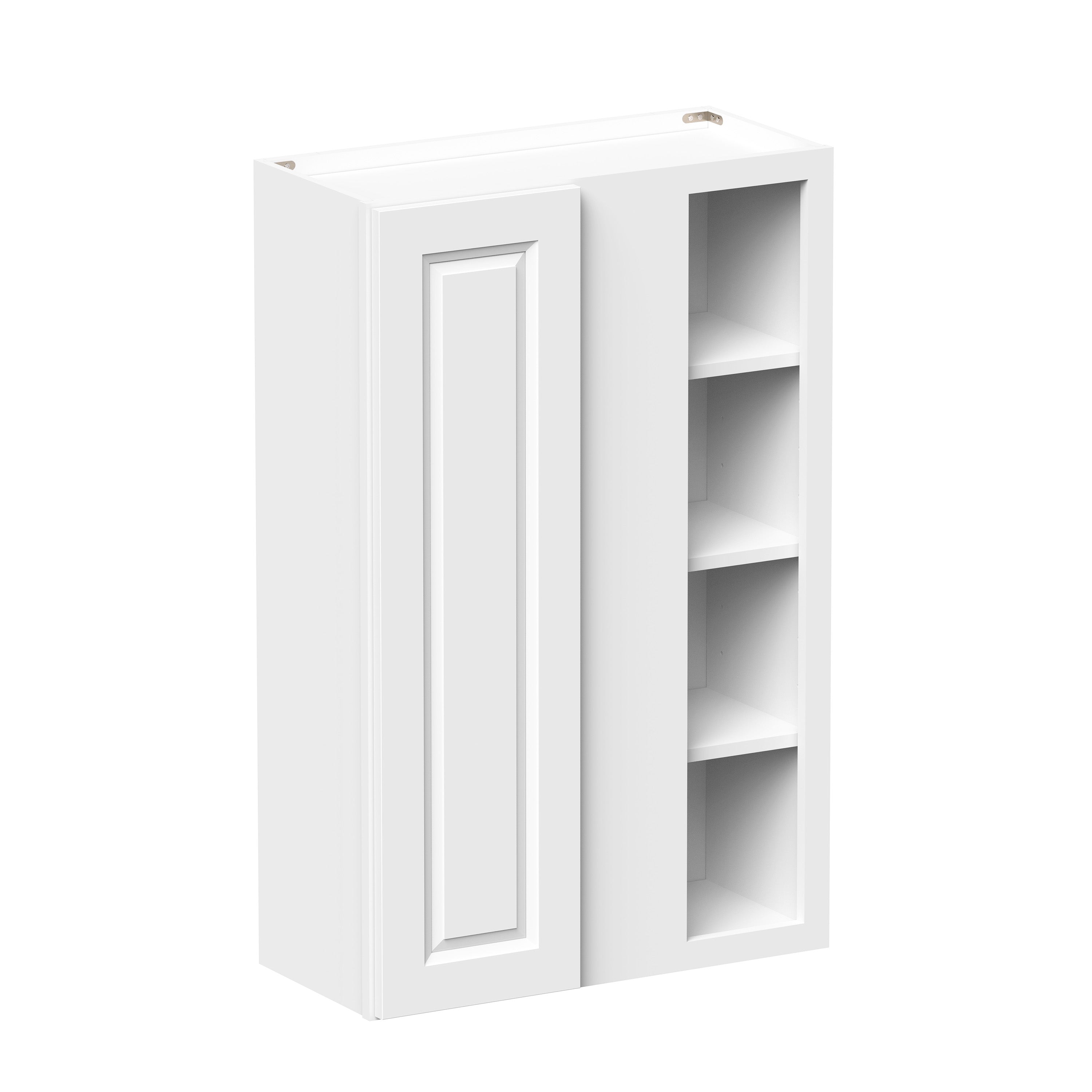 Glacier White RTA 27"W x 12"D x 42"H Standard Corner Wall Cabinets With 1 Door & 3 Shelves
