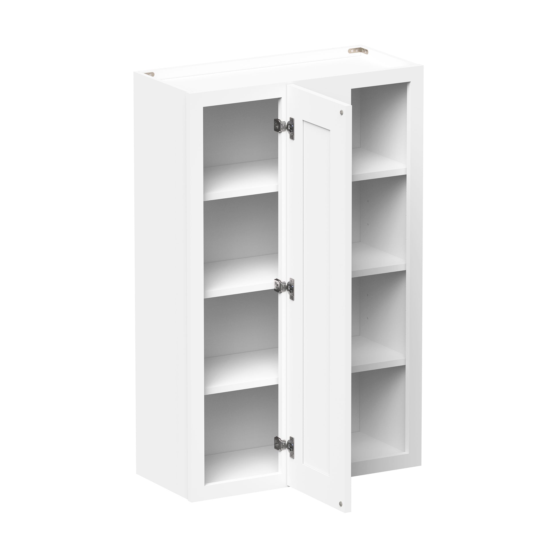 Glacier White RTA 27"W x 12"D x 42"H Standard Corner Wall Cabinets With 1 Door & 3 Shelves