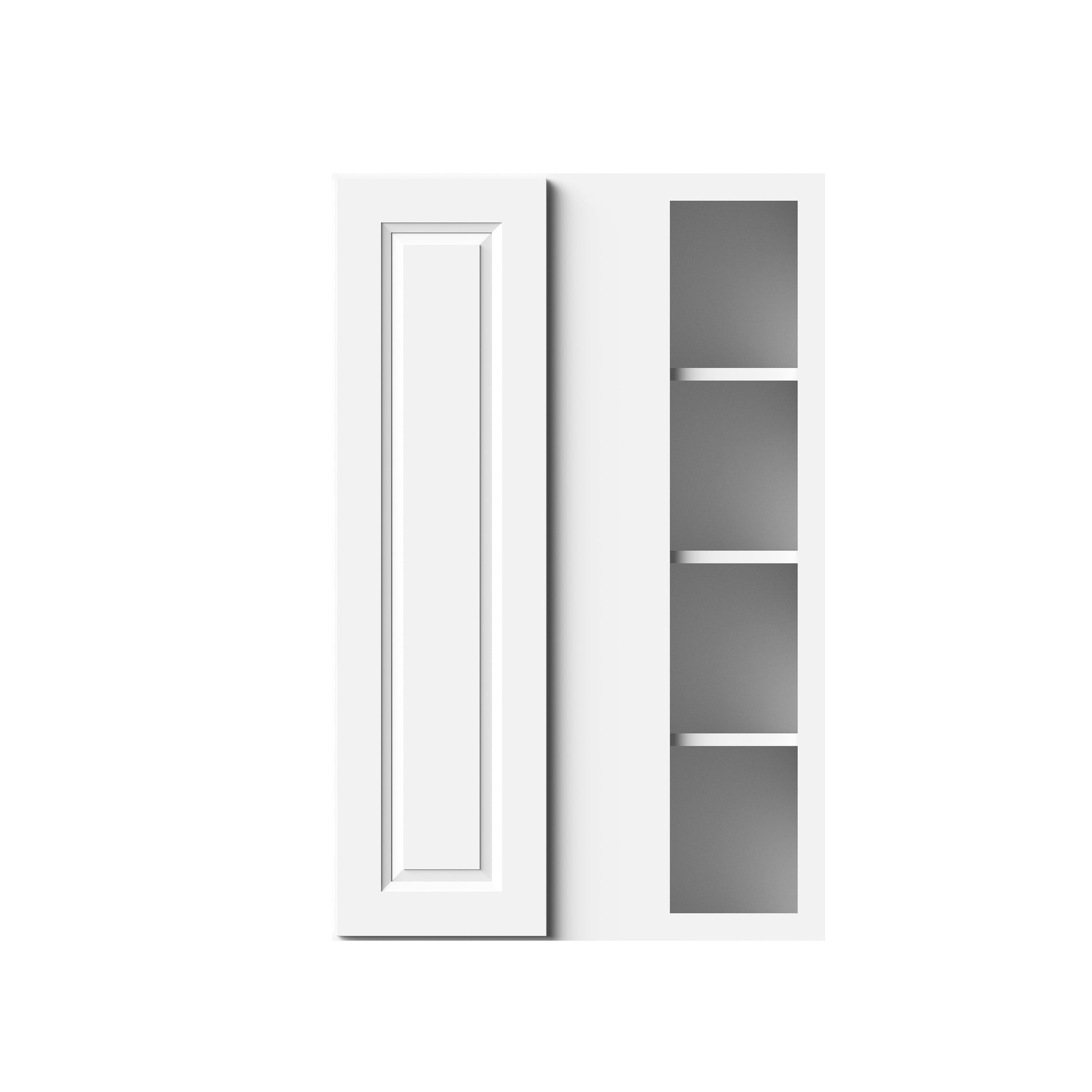 Glacier White RTA 27"W x 12"D x 42"H Standard Corner Wall Cabinets With 1 Door & 3 Shelves