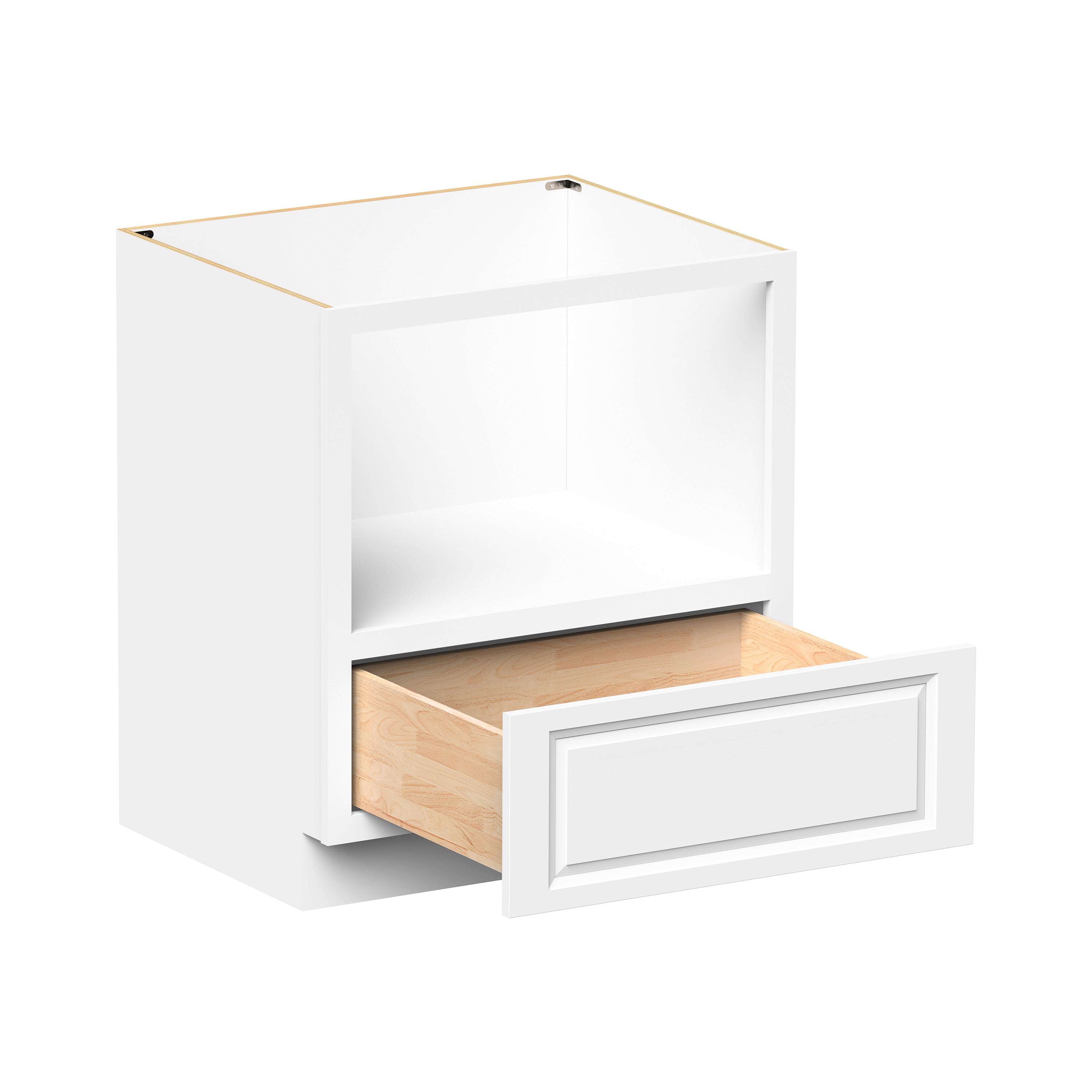 Glacier White RTA 30"W x 24"D x 34.5"H Base Microwave Cabinet With 1 Drawer & 1 Shelf