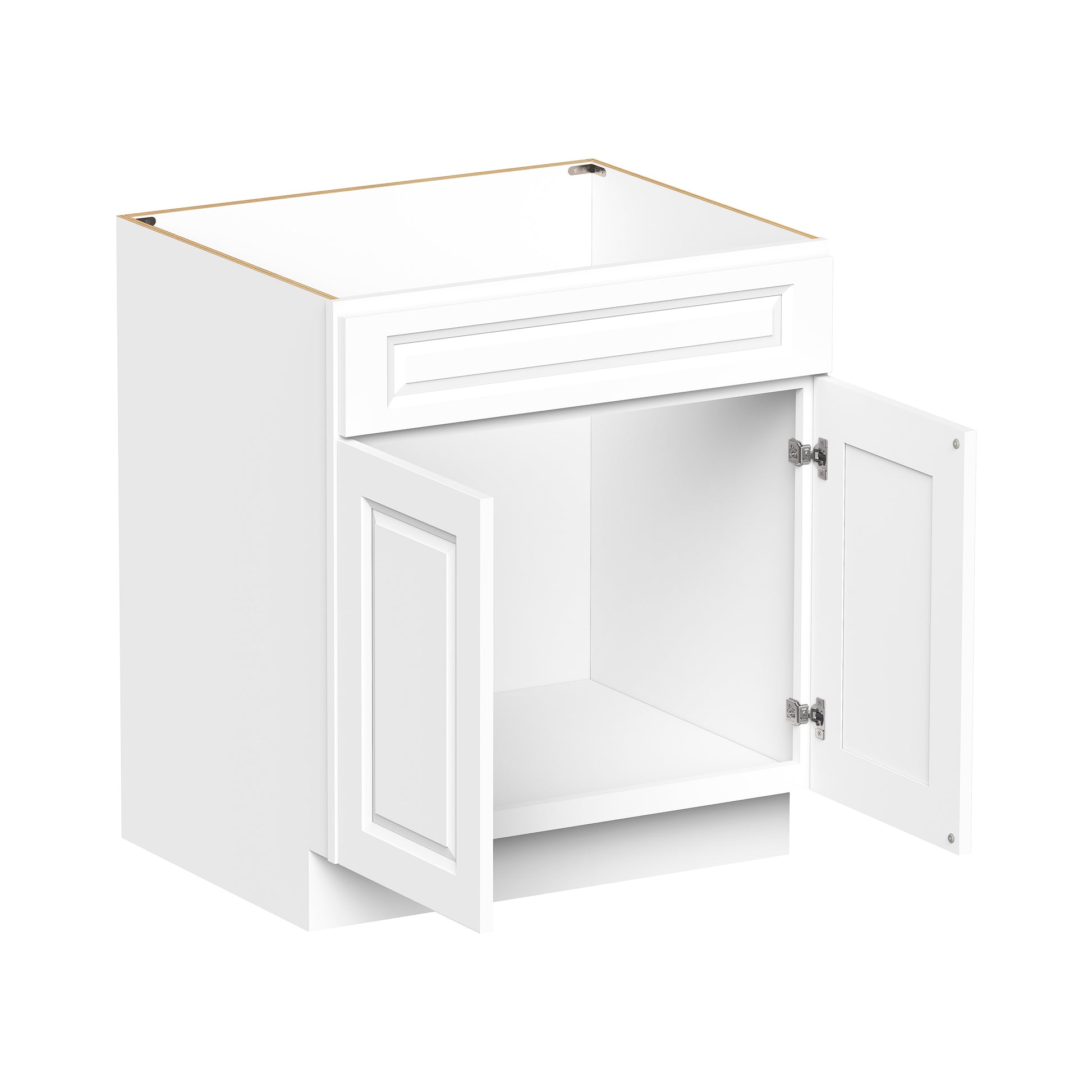 Glacier White RTA 30"W x 24"D x 34.5"H Sink Base Cabinets With 2 Doors