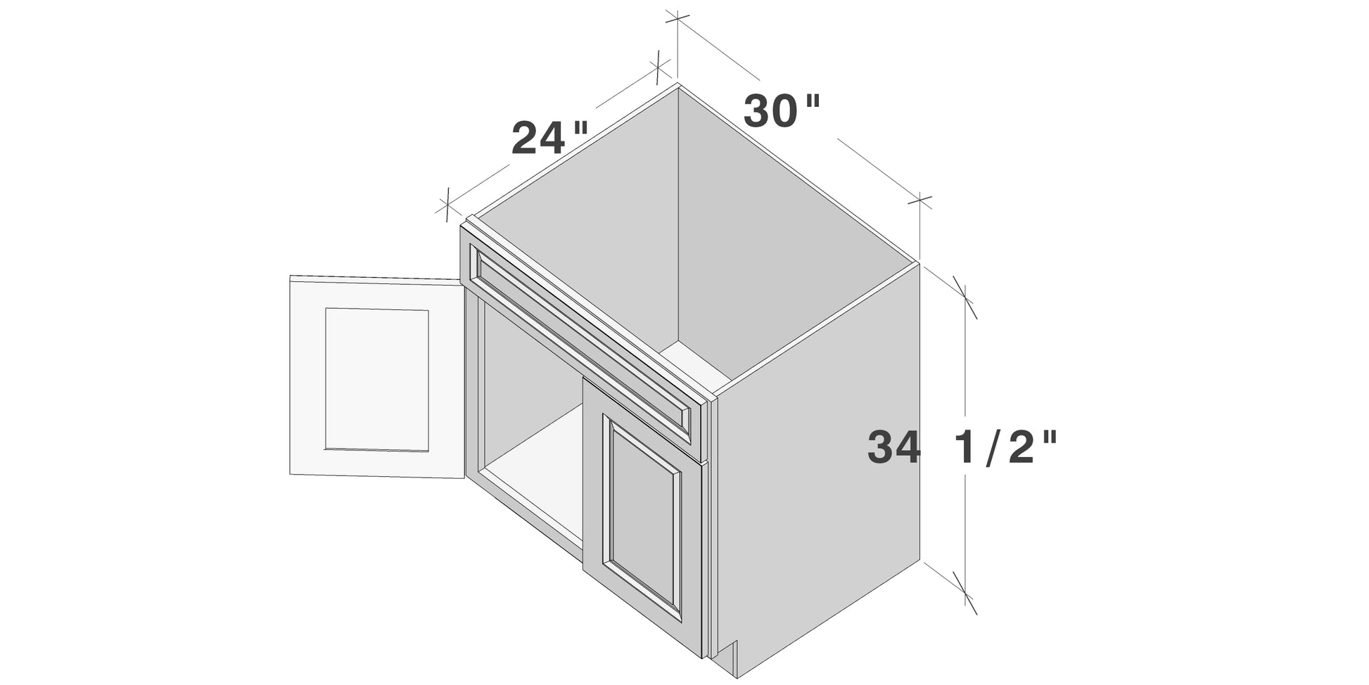Glacier White RTA 30"W x 24"D x 34.5"H Sink Base Cabinets With 2 Doors