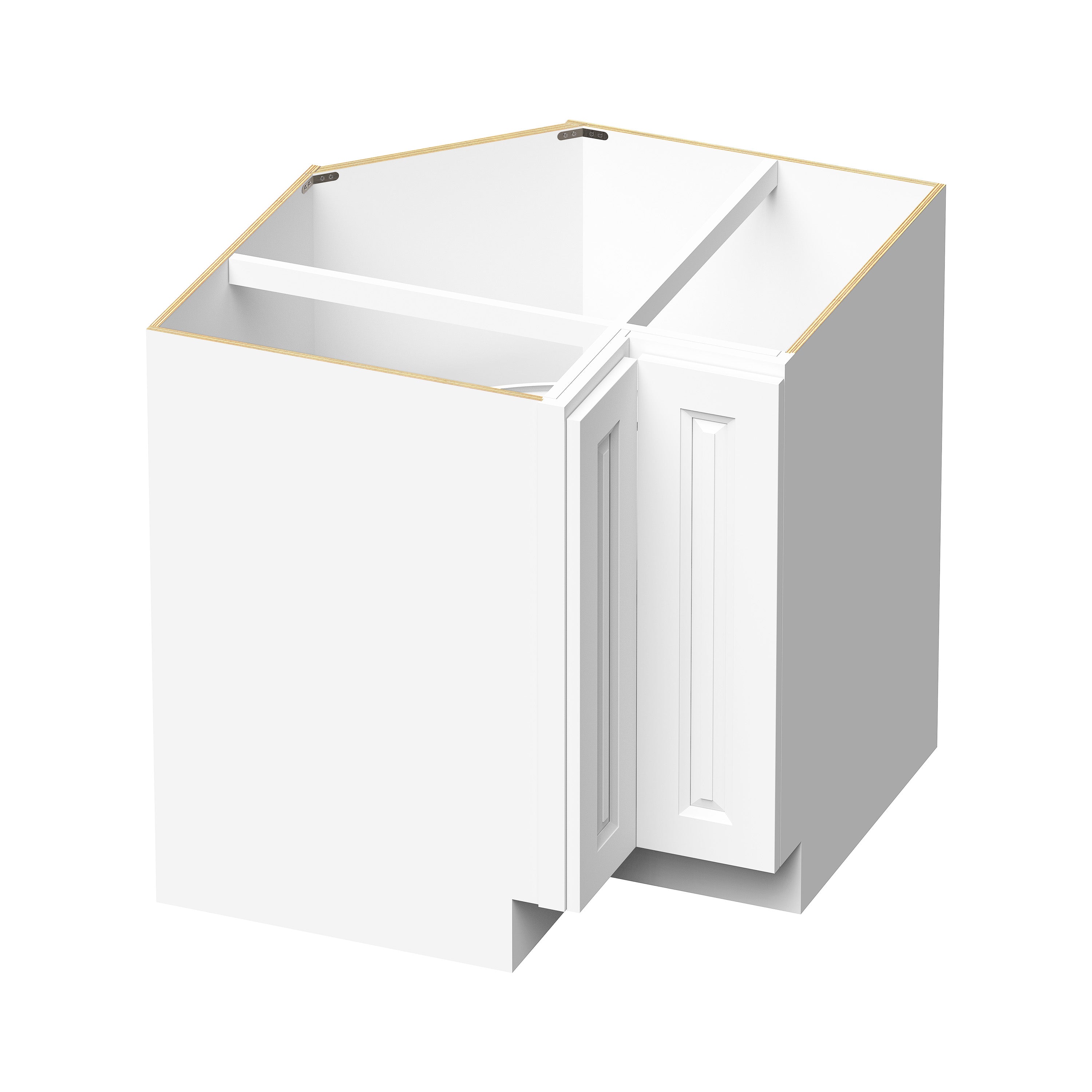Glacier White RTA 33"W x 24"D x 34.5"H Lazy Susan Base With 1 Bi-fold & 2 Turntables