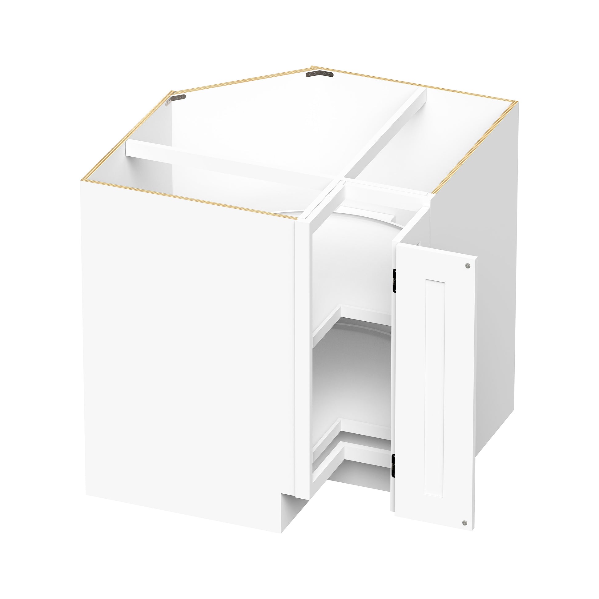Glacier White RTA 33"W x 24"D x 34.5"H Lazy Susan Base With 1 Bi-fold & 2 Turntables