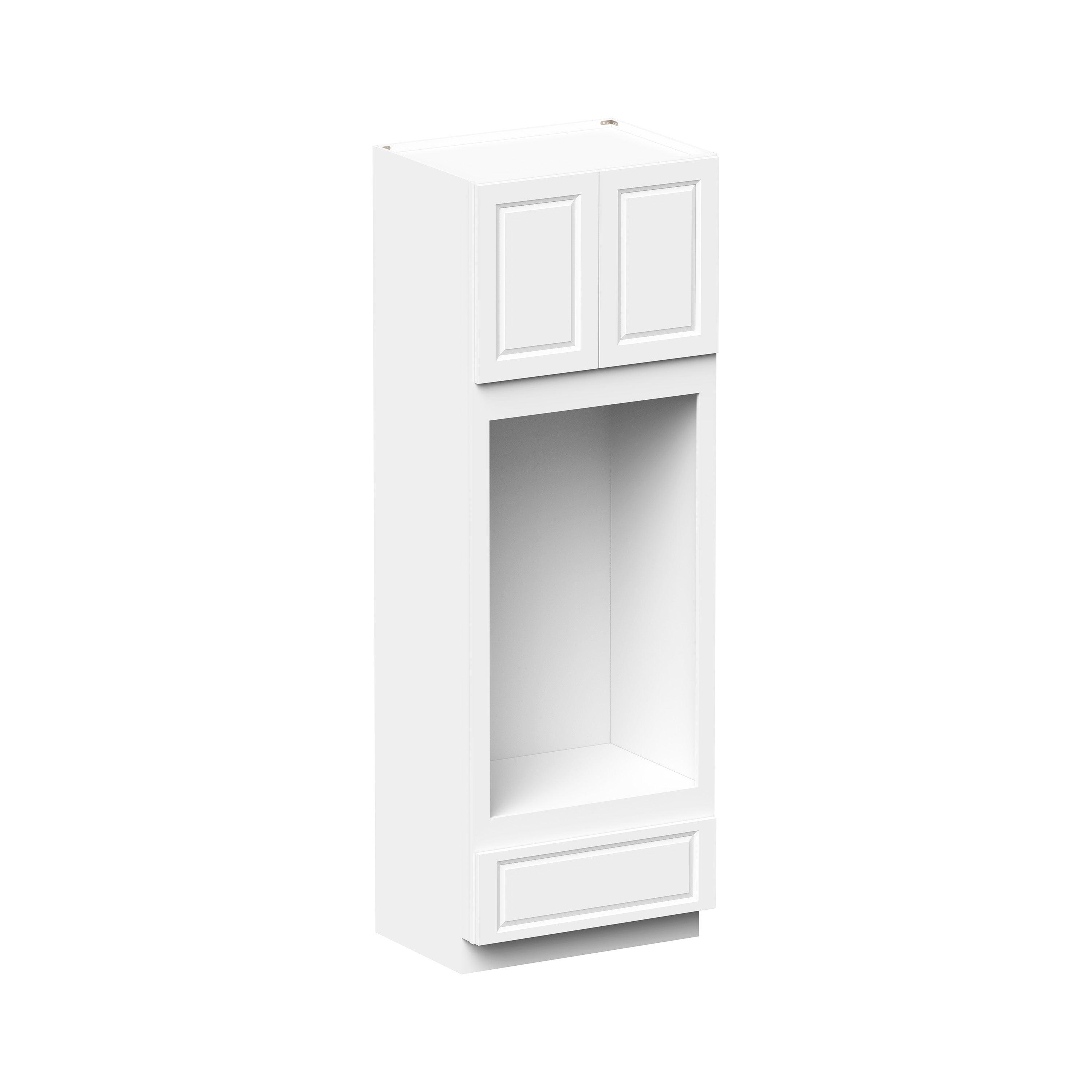 Glacier White RTA 33"W x 27"D x 96"H Double Oven Cabinets With 2 Doors, 1 Drawer & 3 Shelves