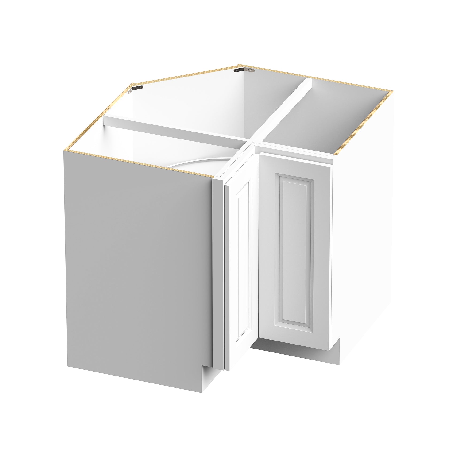 Glacier White RTA 36"W x 24"D x 34.5"H Lazy Susan Base With 1 Bi-fold & 2 Turntables