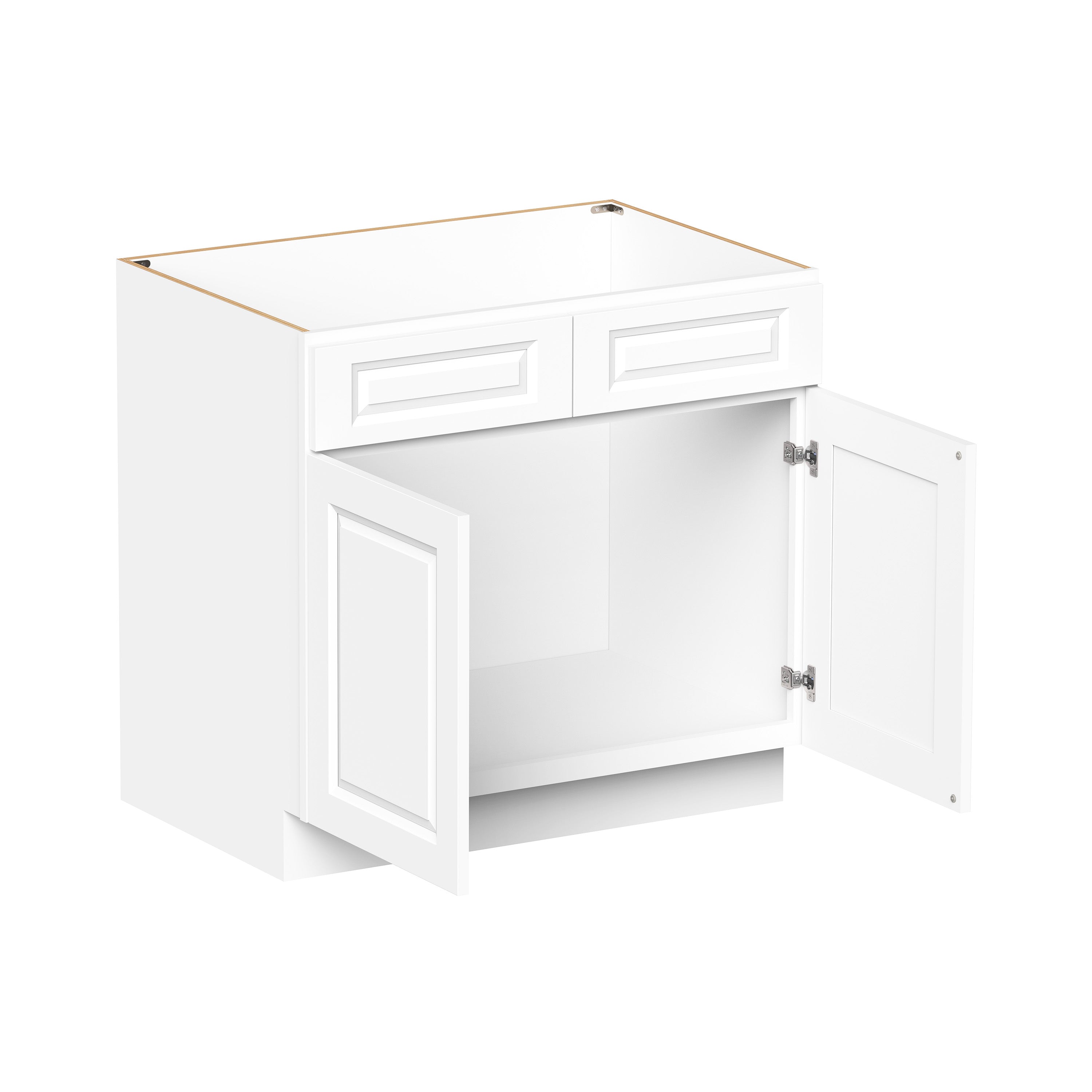 Glacier White RTA 36"W x 24"D x 34.5"H Sink Base Cabinets With 2 Doors