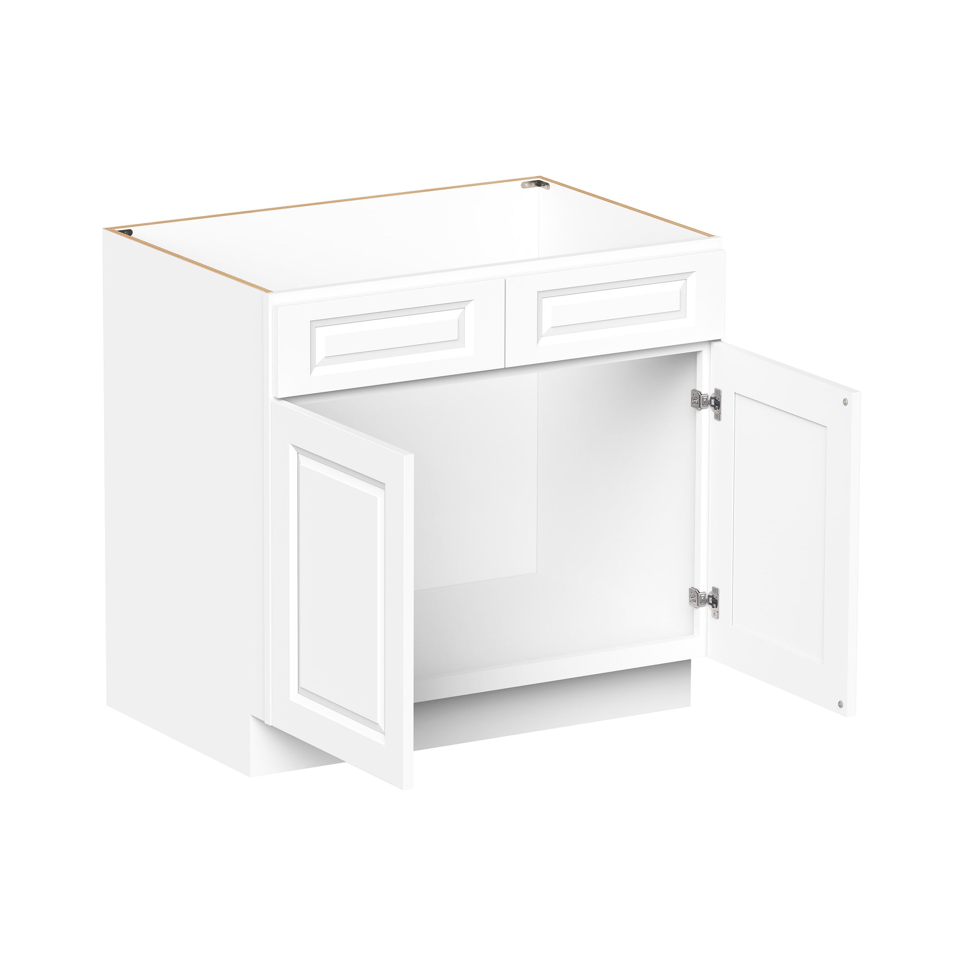 Glacier White RTA 36"W x 24"D x 34.5"H Sink Base Cabinets With 2 Doors