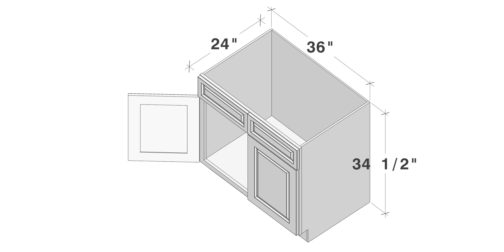 Glacier White RTA 36"W x 24"D x 34.5"H Sink Base Cabinets With 2 Doors