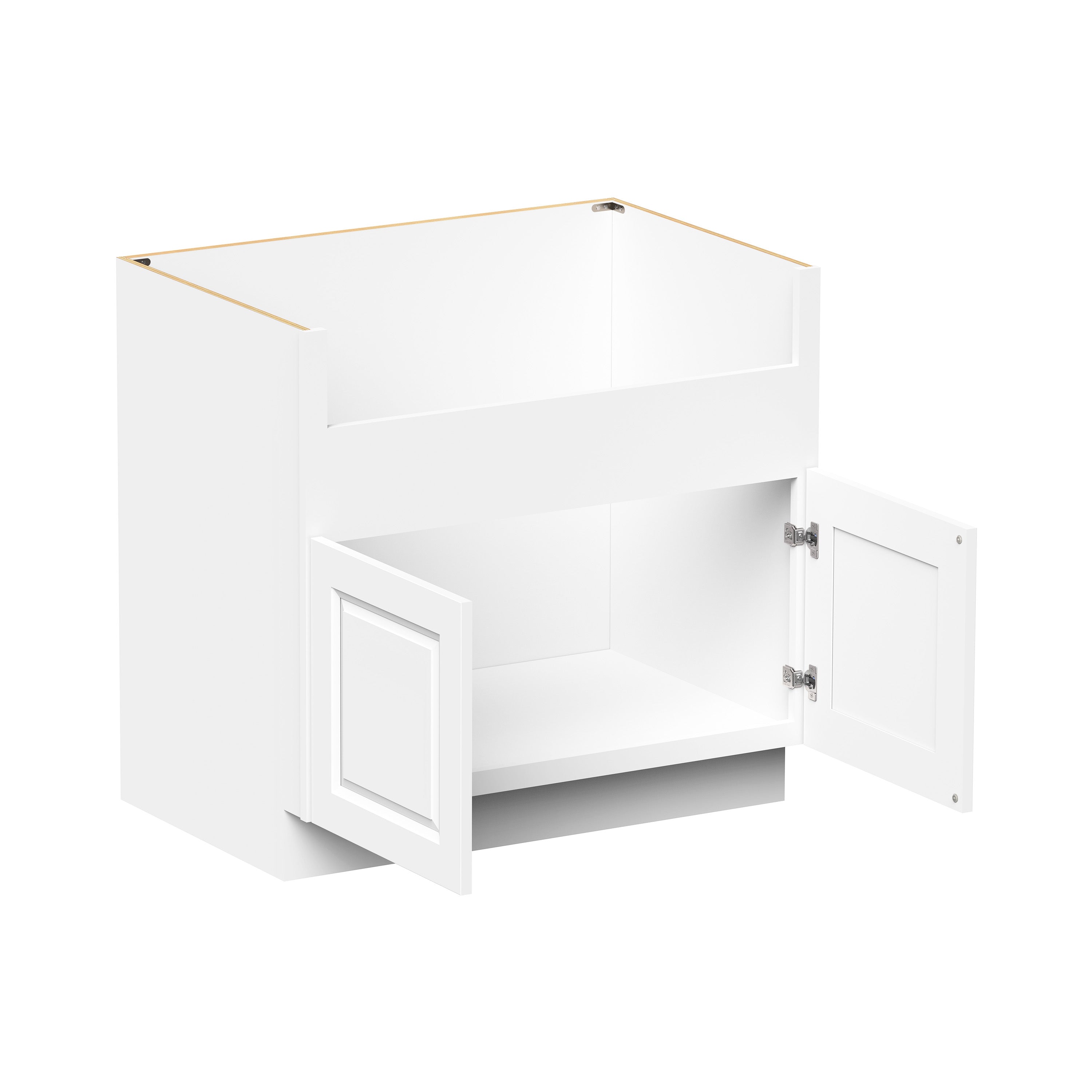 Glacier White RTA 36"W x 24"D x 34.5"H (Farm) Sink Base Cabinets With 2 Doors