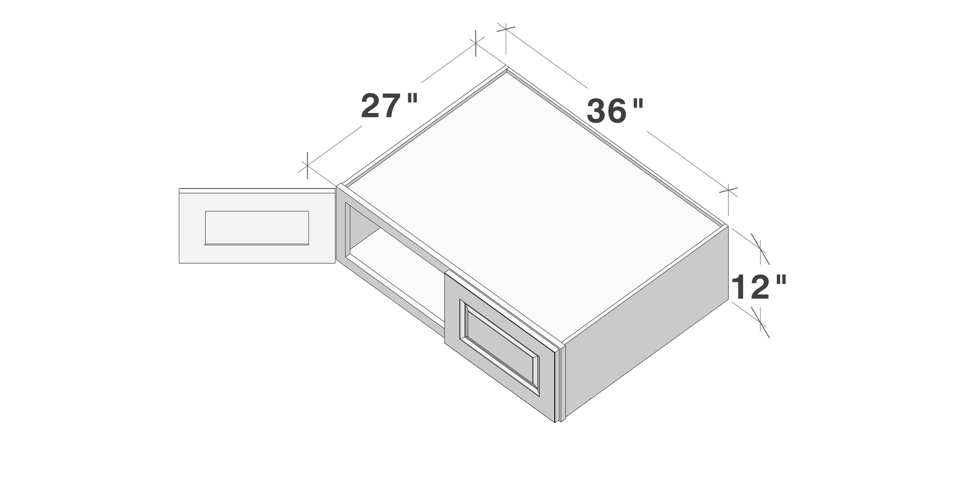 Glacier White RTA 36"W x 27"D x 12"-18"H Deep Wall Cabinets With 2 Doors