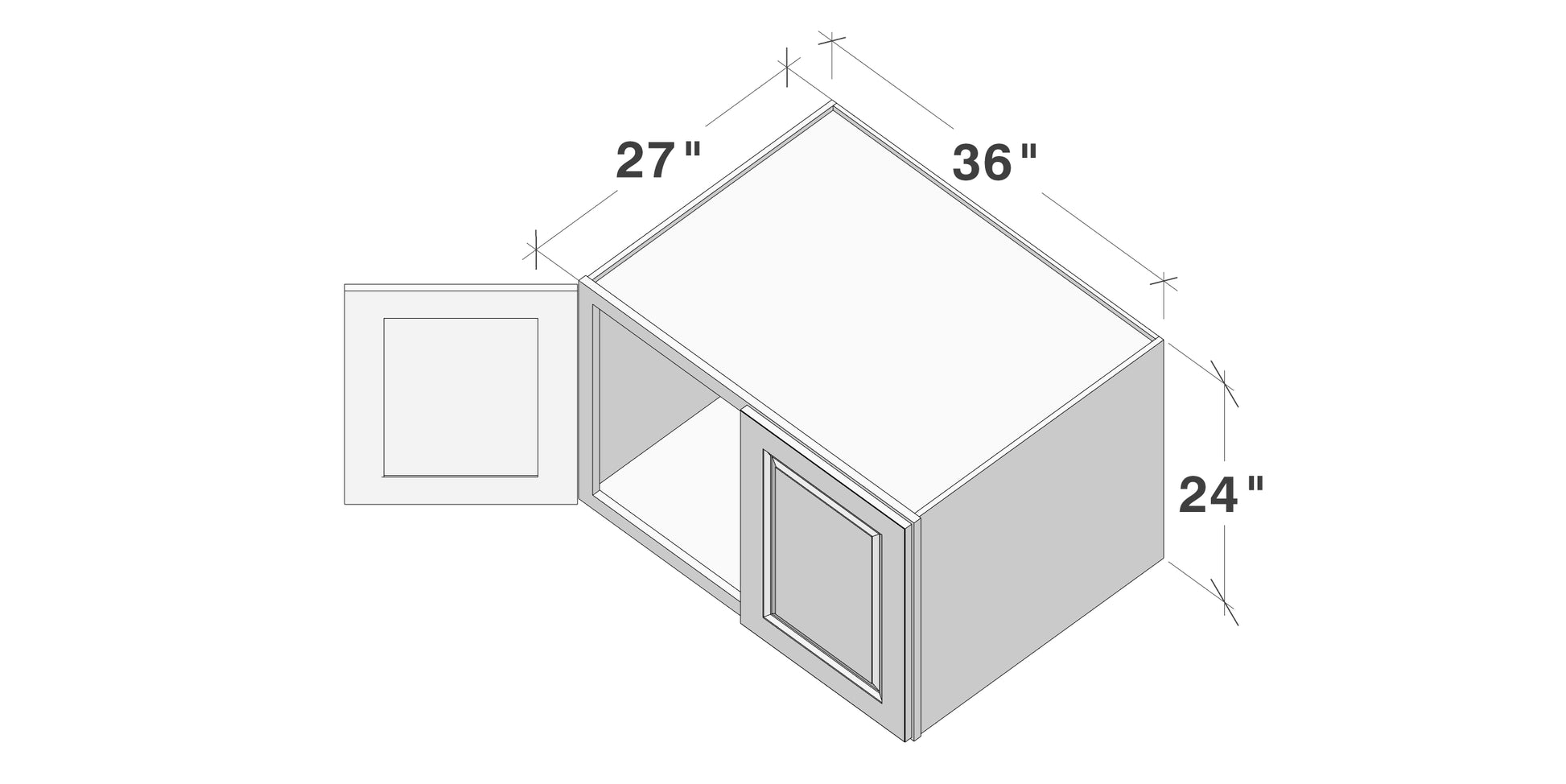 Glacier White RTA 36"W x 27"D x 24"H Deep Wall Cabinet With 2 Doors & 1 Shelf