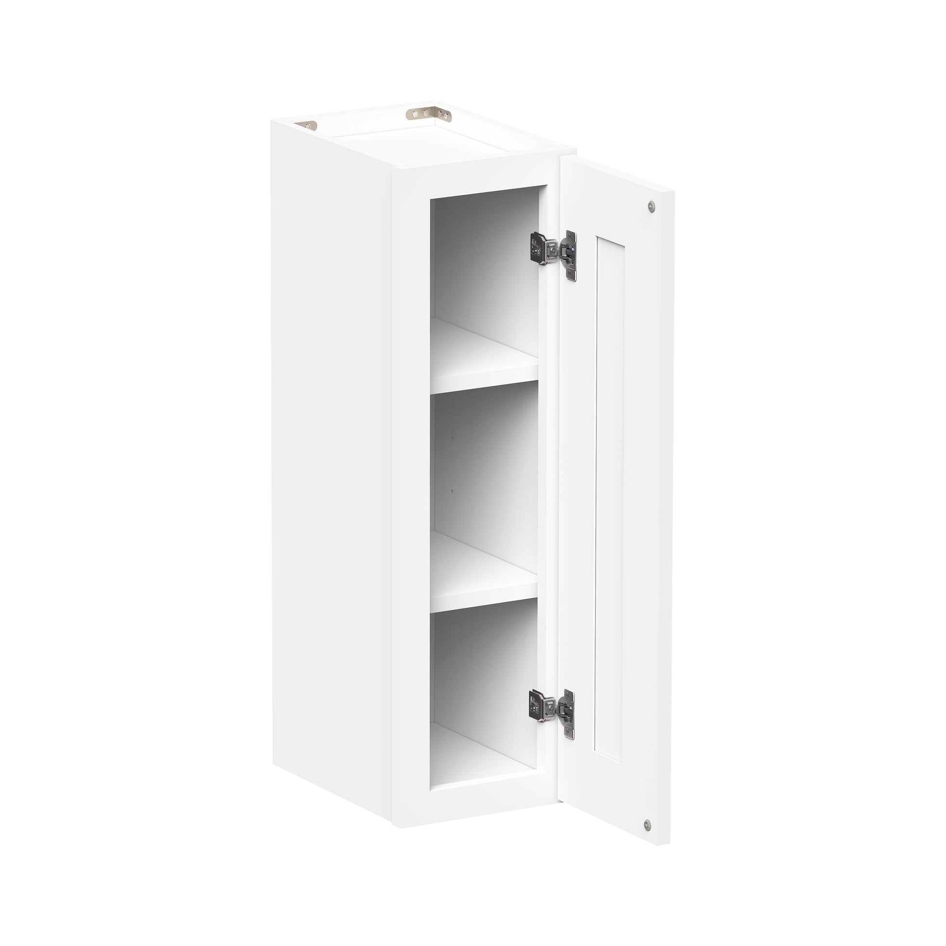 Glacier White RTA 9"-21"W x 12"D x 30"/36"H Standard Wall Cabinets With 1 Door & 2 Shelves