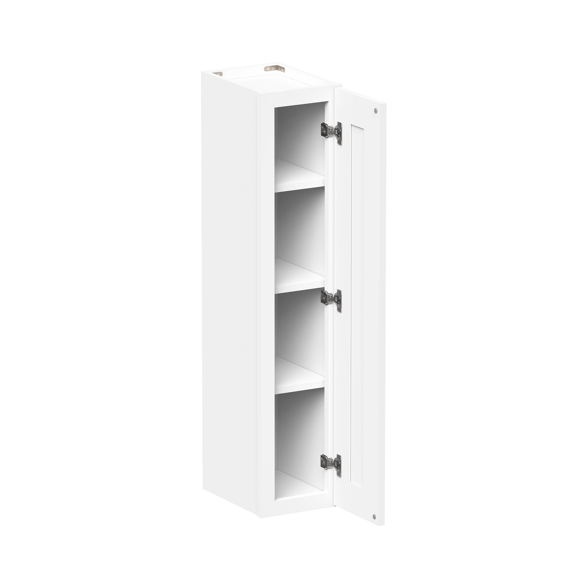 Glacier White RTA 9"-21"W x 12"D x 42"H Standard Wall Cabinets With 1 Door & 3 Shelves