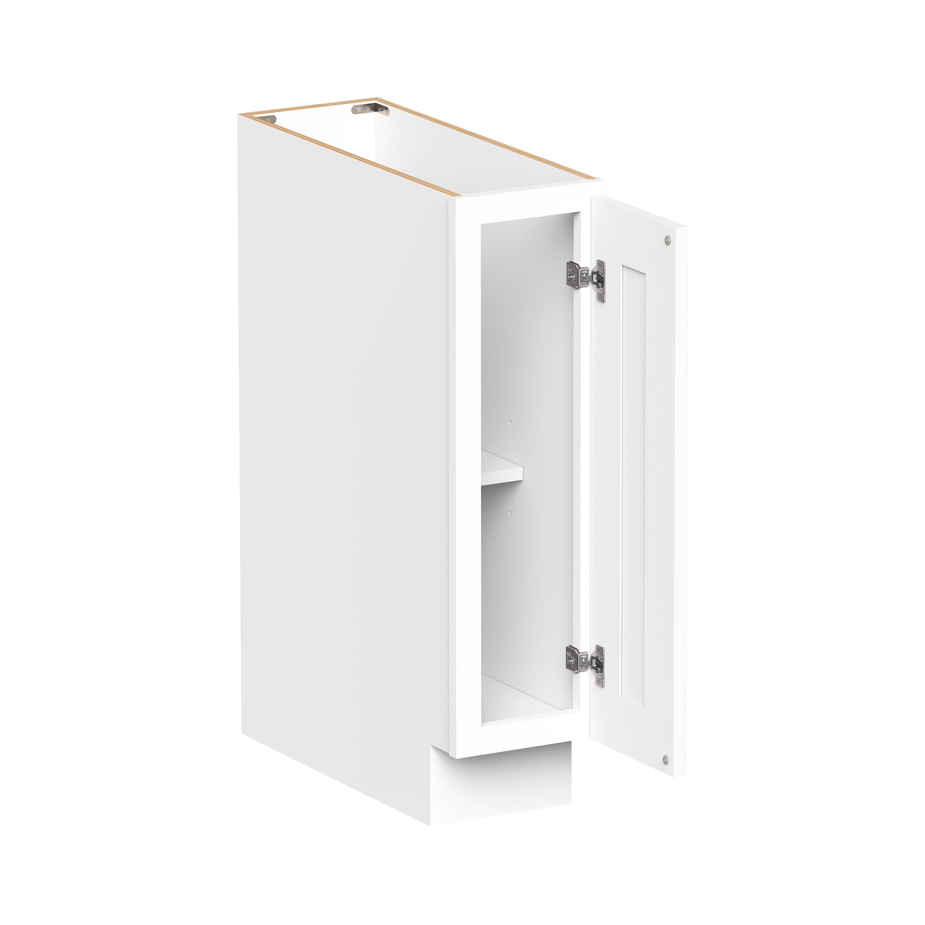 Glacier White RTA 9"W x 24"D x 34.5"H Full Height Door Base Cabinets With 1 Door & 1 Shelf