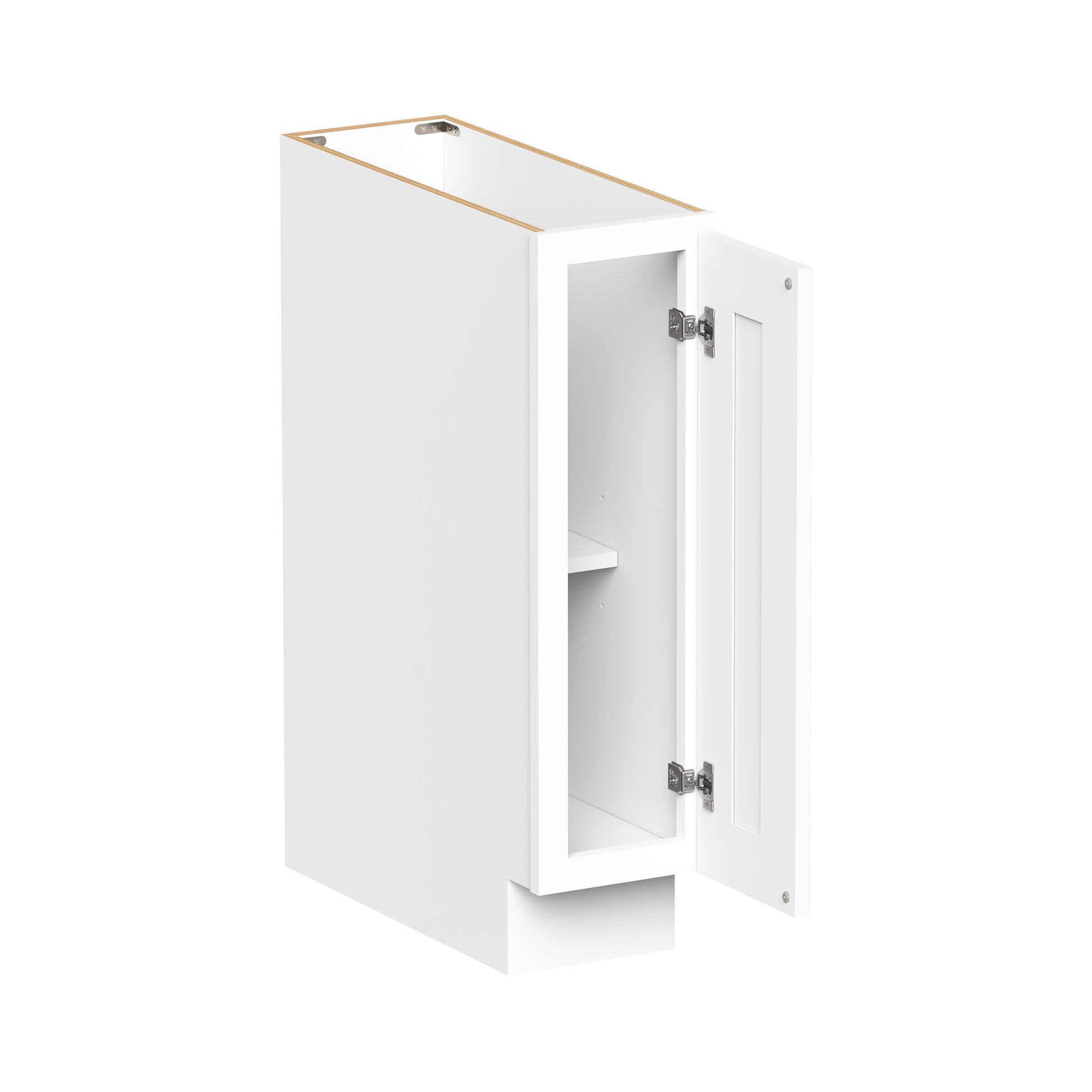 Glacier White RTA 9"W x 24"D x 34.5"H Full Height Door Base Cabinets With 1 Door & 1 Shelf