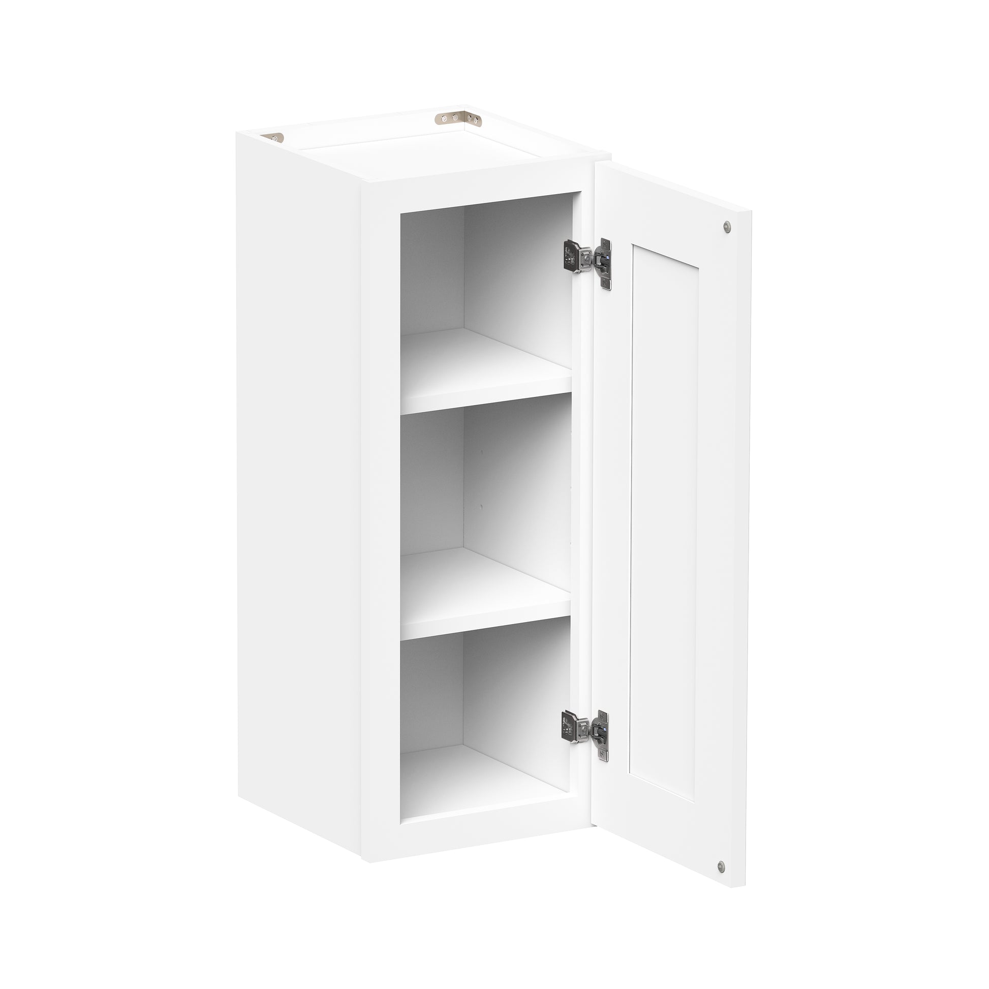 Glacier White RTA 9"-21"W x 12"D x 30"/36"H Standard Wall Cabinets With 1 Door & 2 Shelves