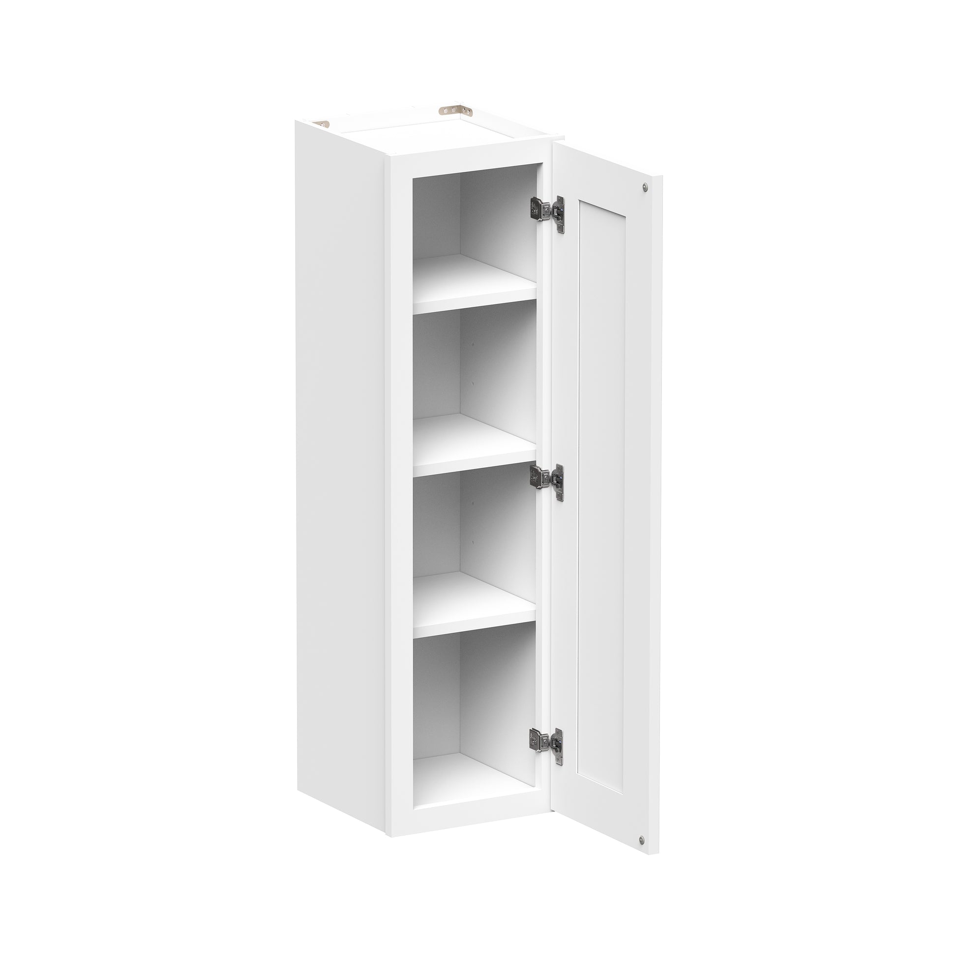 Glacier White RTA 9"-21"W x 12"D x 42"H Standard Wall Cabinets With 1 Door & 3 Shelves