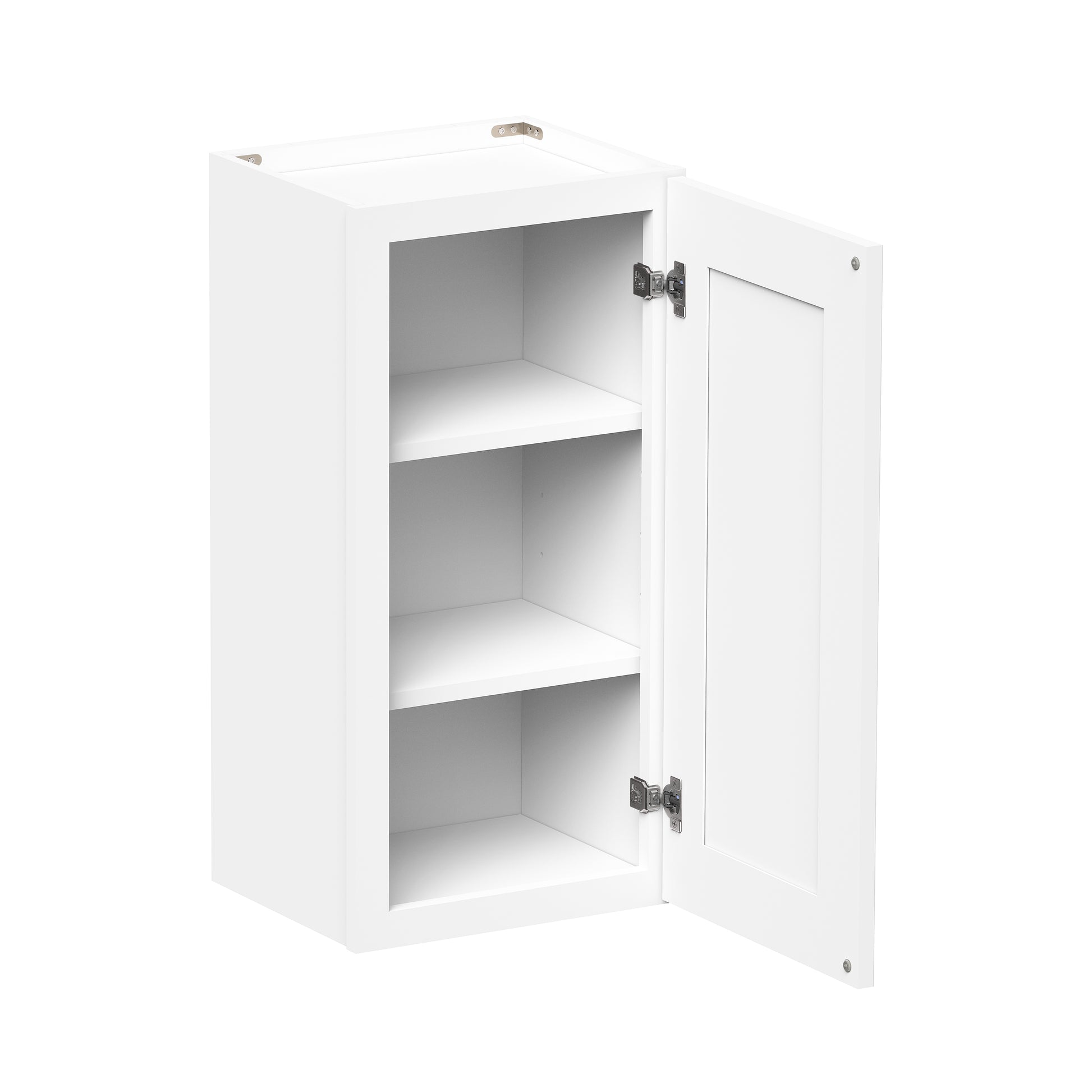 Glacier White RTA 9"-21"W x 12"D x 30"/36"H Standard Wall Cabinets With 1 Door & 2 Shelves