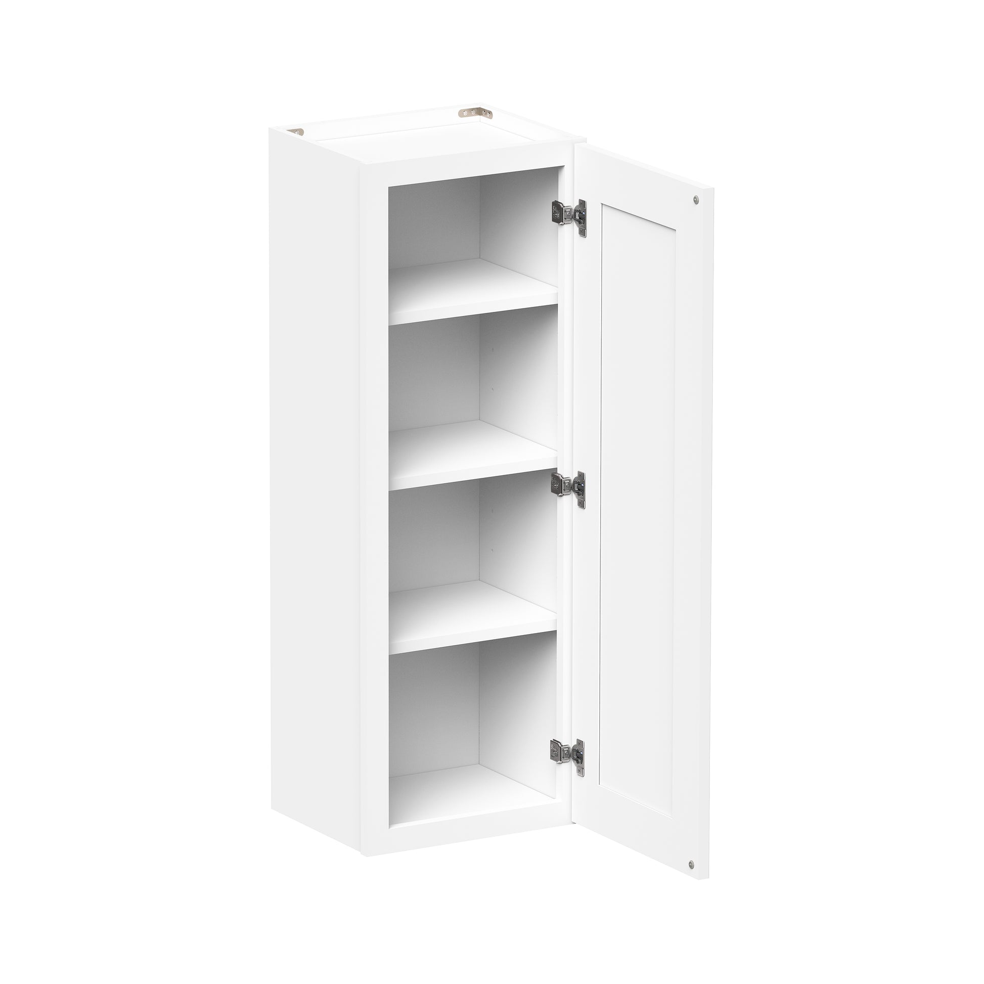 Glacier White RTA 9"-21"W x 12"D x 42"H Standard Wall Cabinets With 1 Door & 3 Shelves