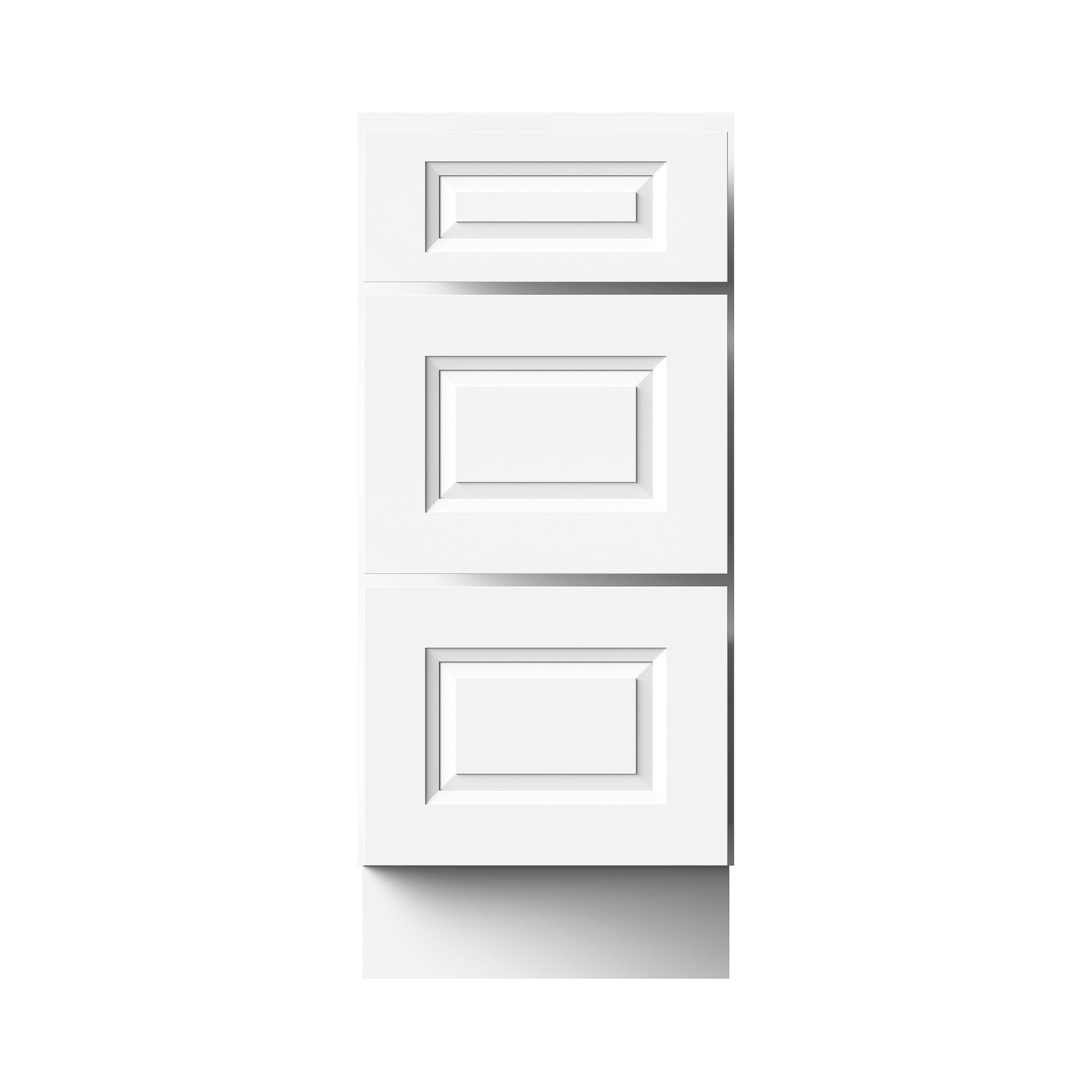 Glacier White RTA 12"-36"W x 24"D x 34.5"H Drawer Base Cabinets With 3 Drawers