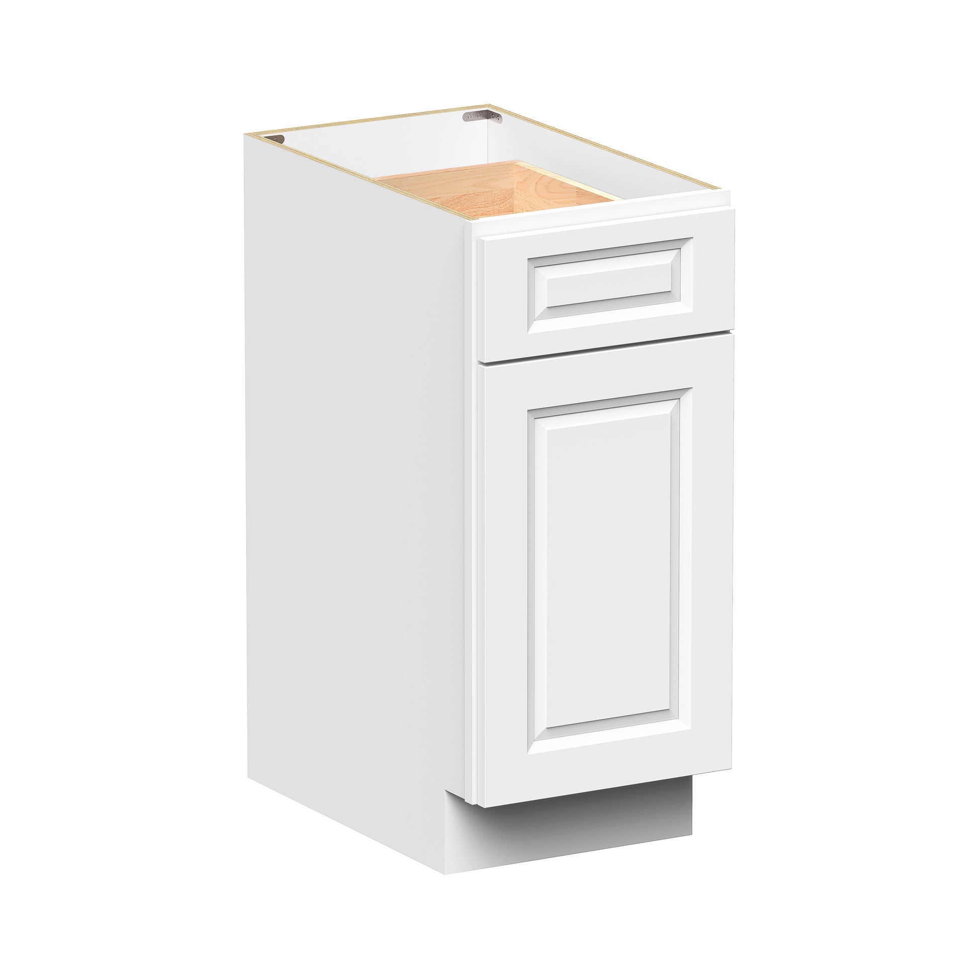 Glacier White RTA 12"-21"W x 24"D x 34.5"H Standard Base Cabinets With 1 Door, 1 Drawer & 1 Shelf