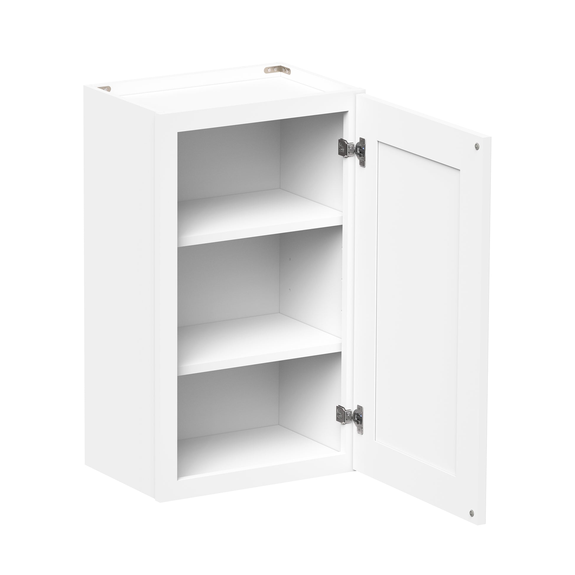Glacier White RTA 9"-21"W x 12"D x 30"/36"H Standard Wall Cabinets With 1 Door & 2 Shelves