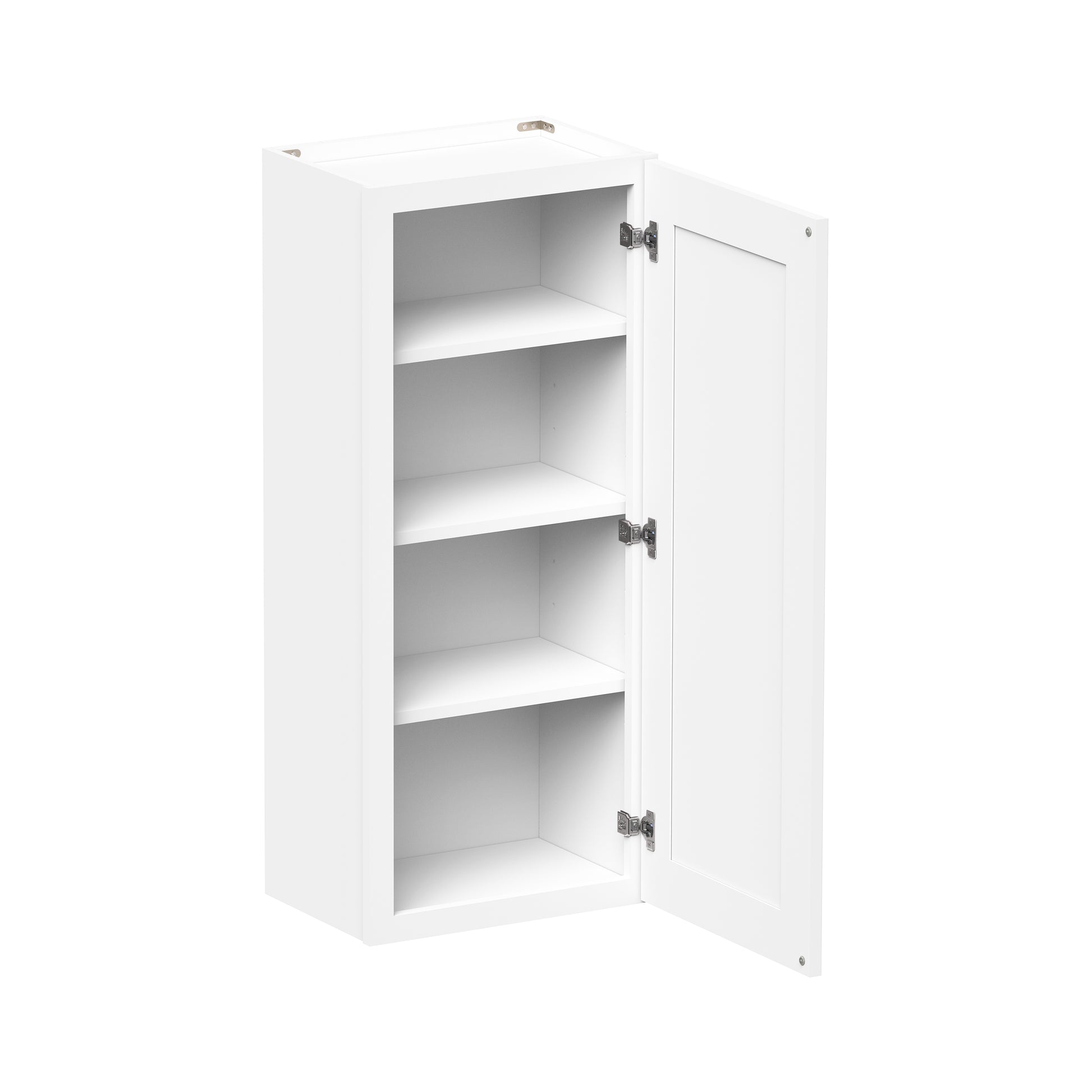 Glacier White RTA 9"-21"W x 12"D x 42"H Standard Wall Cabinets With 1 Door & 3 Shelves