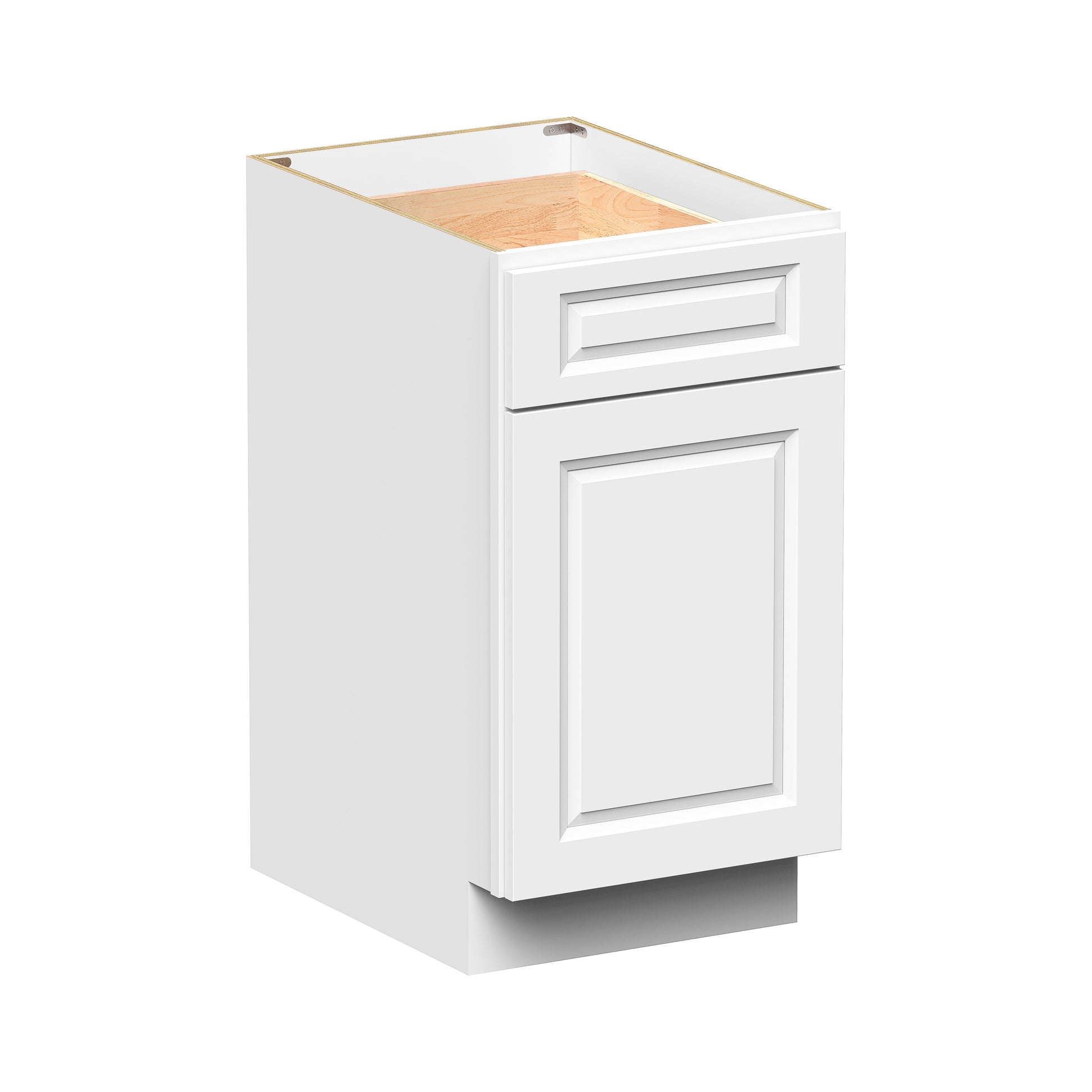 Glacier White RTA 12"-21"W x 24"D x 34.5"H Standard Base Cabinets With 1 Door, 1 Drawer & 1 Shelf