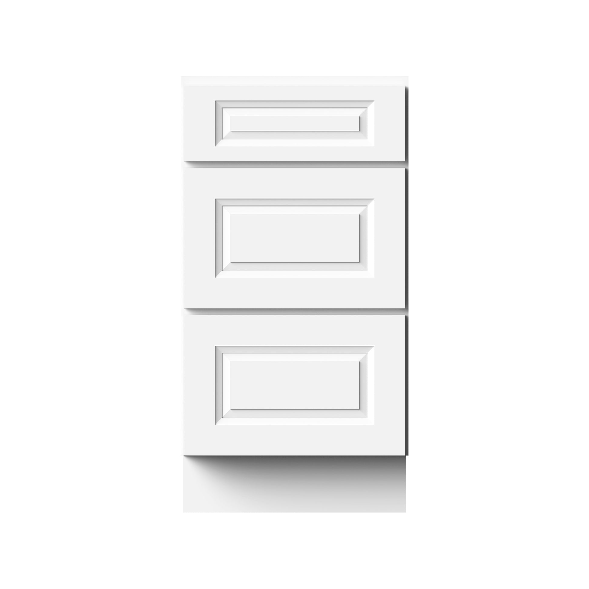 Glacier White RTA 12"-36"W x 24"D x 34.5"H Drawer Base Cabinets With 3 Drawers