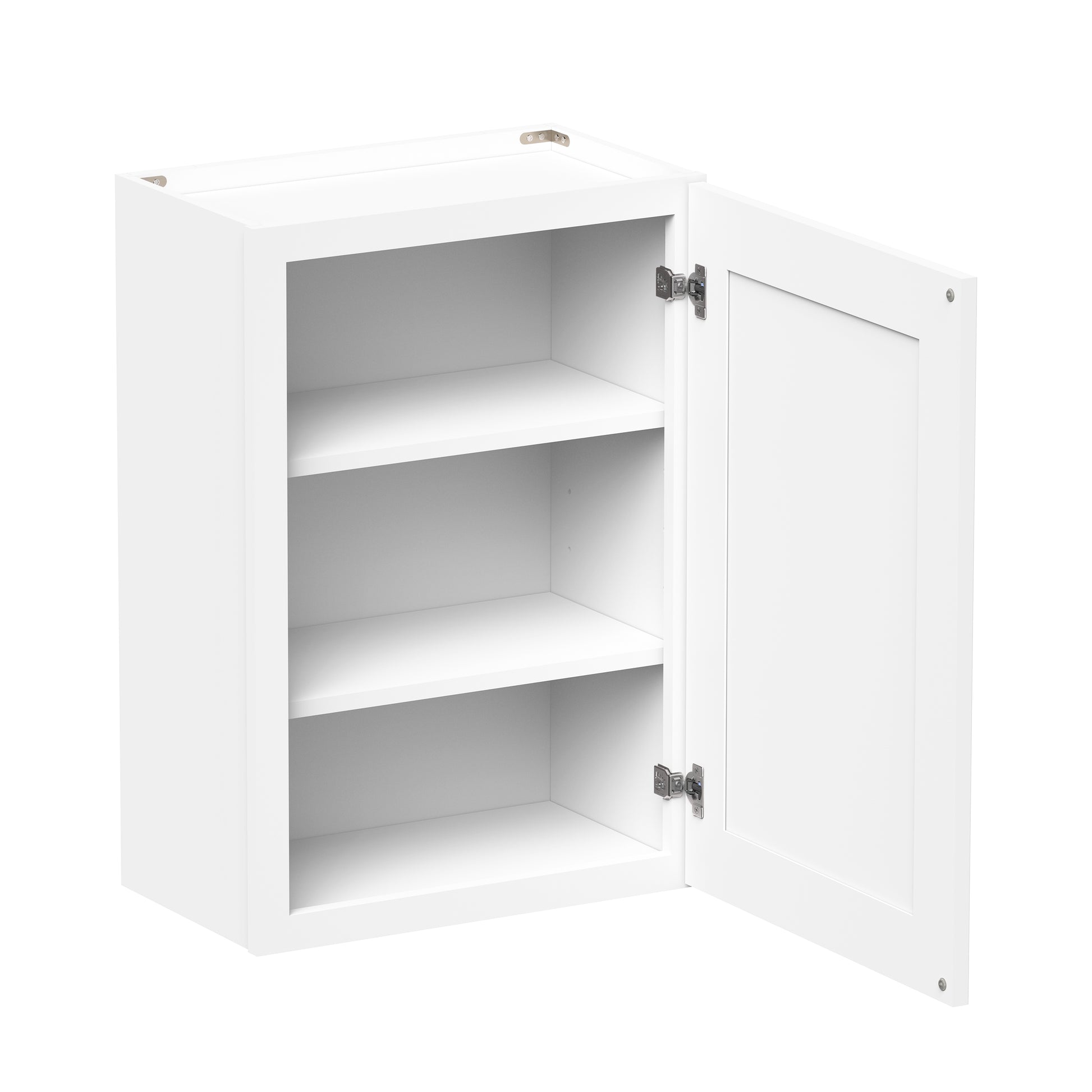 Glacier White RTA 9"-21"W x 12"D x 30"/36"H Standard Wall Cabinets With 1 Door & 2 Shelves