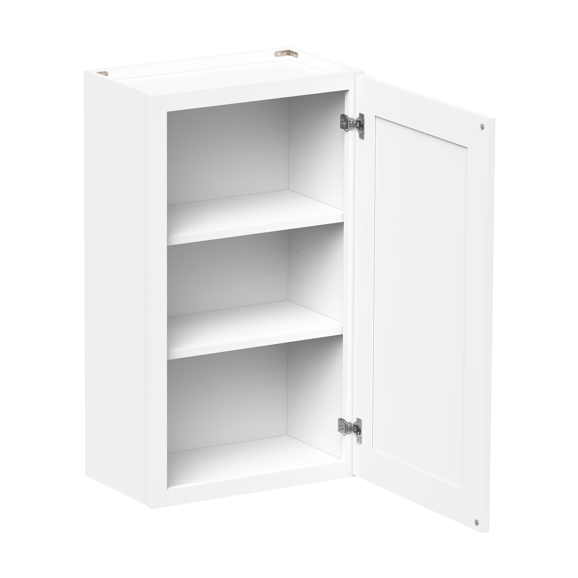 Glacier White RTA 9"-21"W x 12"D x 30"/36"H Standard Wall Cabinets With 1 Door & 2 Shelves