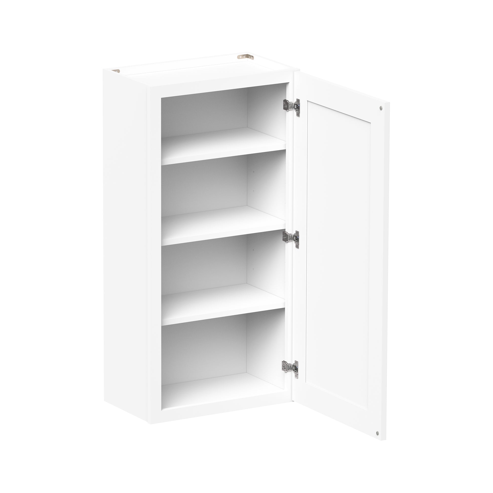 Glacier White RTA 9"-21"W x 12"D x 42"H Standard Wall Cabinets With 1 Door & 3 Shelves