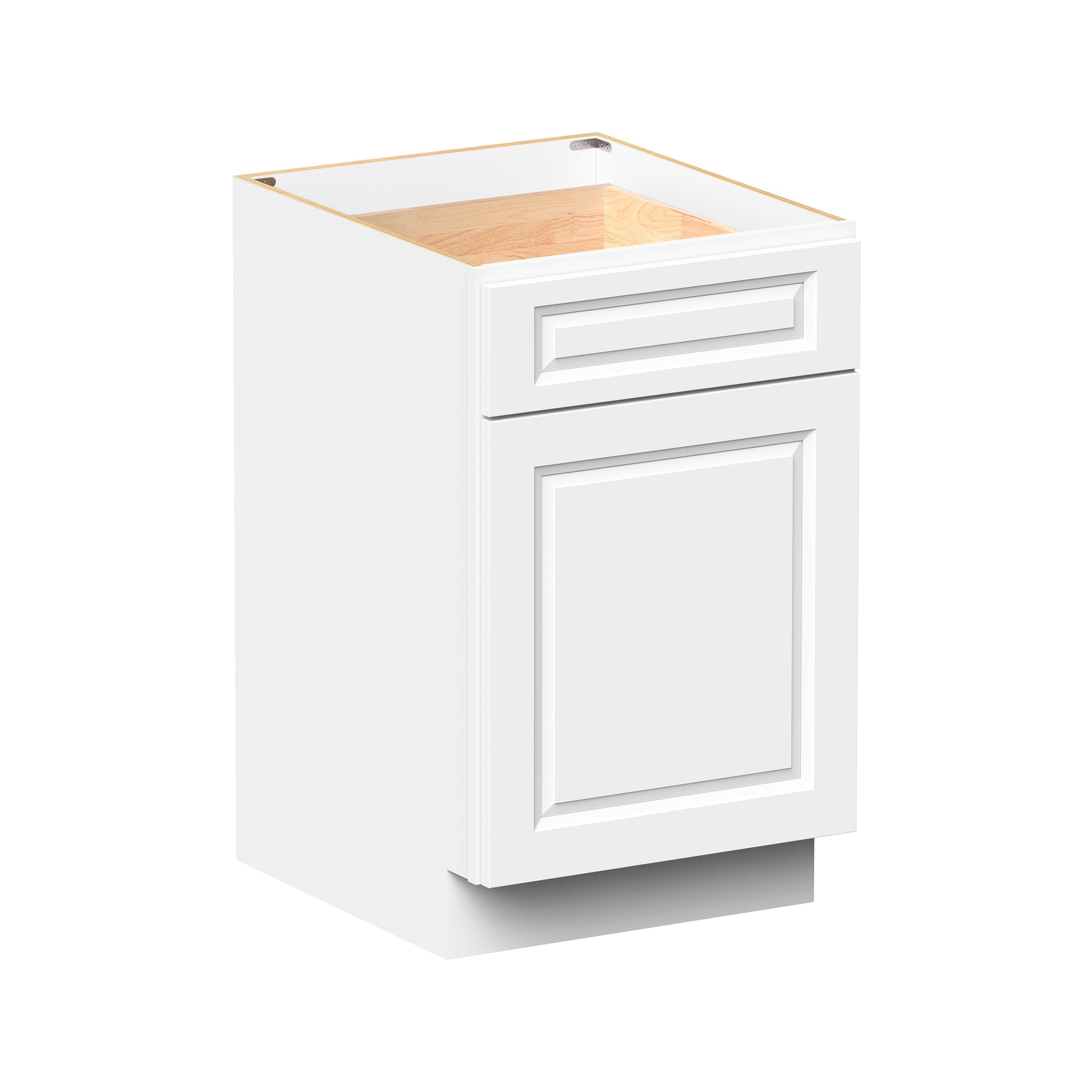 Glacier White RTA 12"-21"W x 24"D x 34.5"H Standard Base Cabinets With 1 Door, 1 Drawer & 1 Shelf