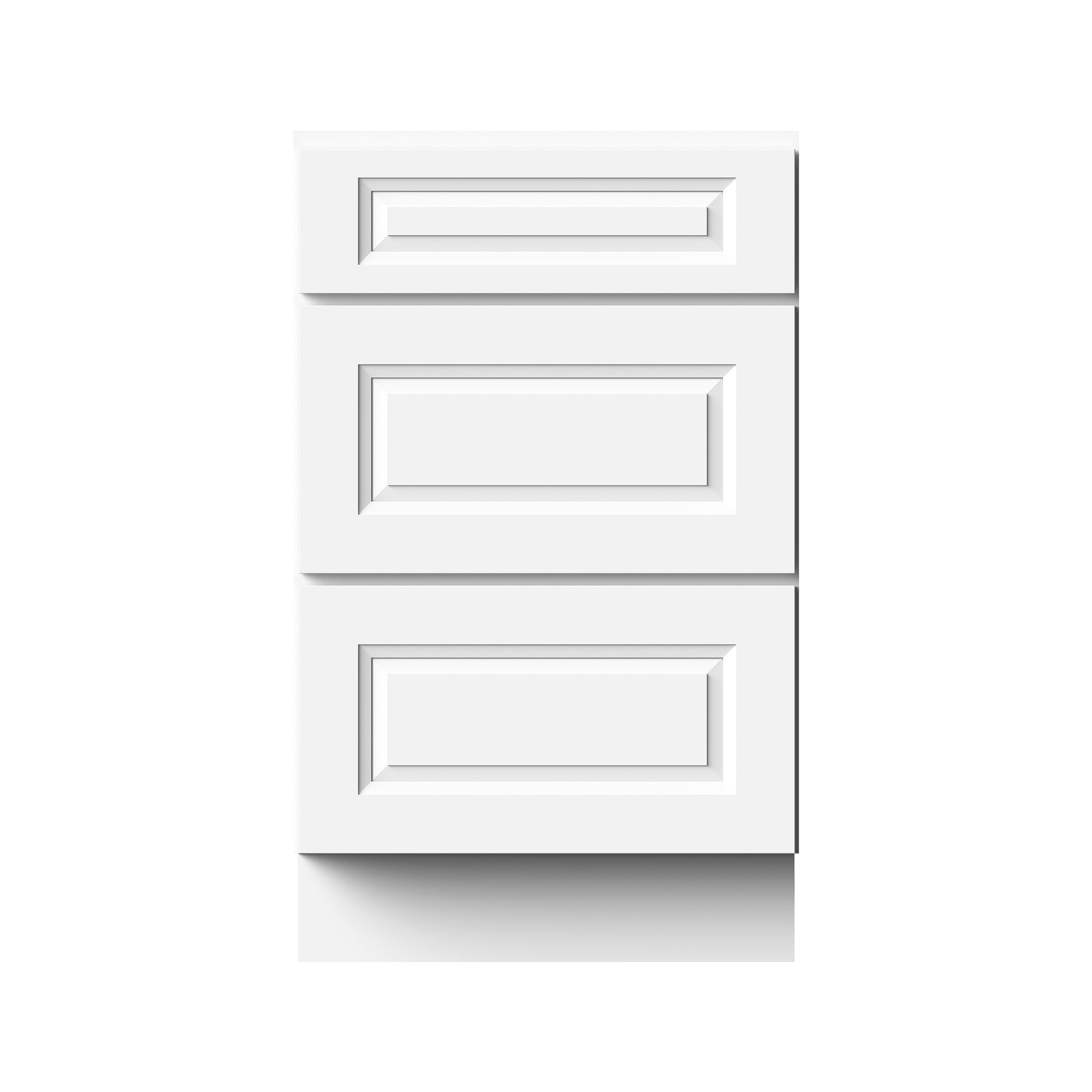 Glacier White RTA 12"-36"W x 24"D x 34.5"H Drawer Base Cabinets With 3 Drawers