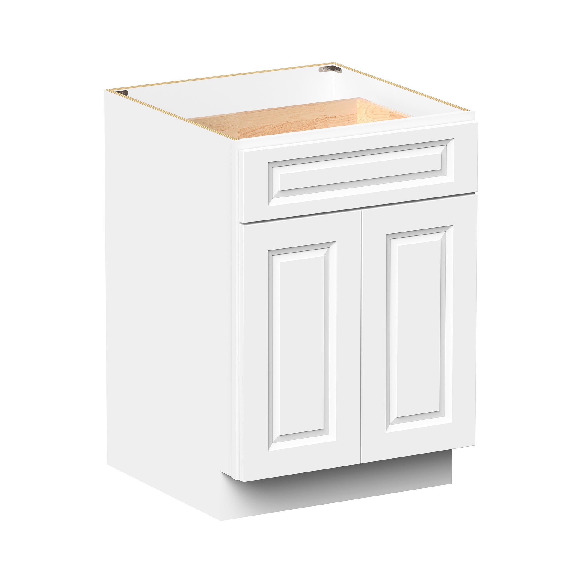 Glacier White RTA 24"-30"W x 24"D x 34.5"H Standard Base Cabinets With 2 Doors, 1 Drawer & 1 Shelf