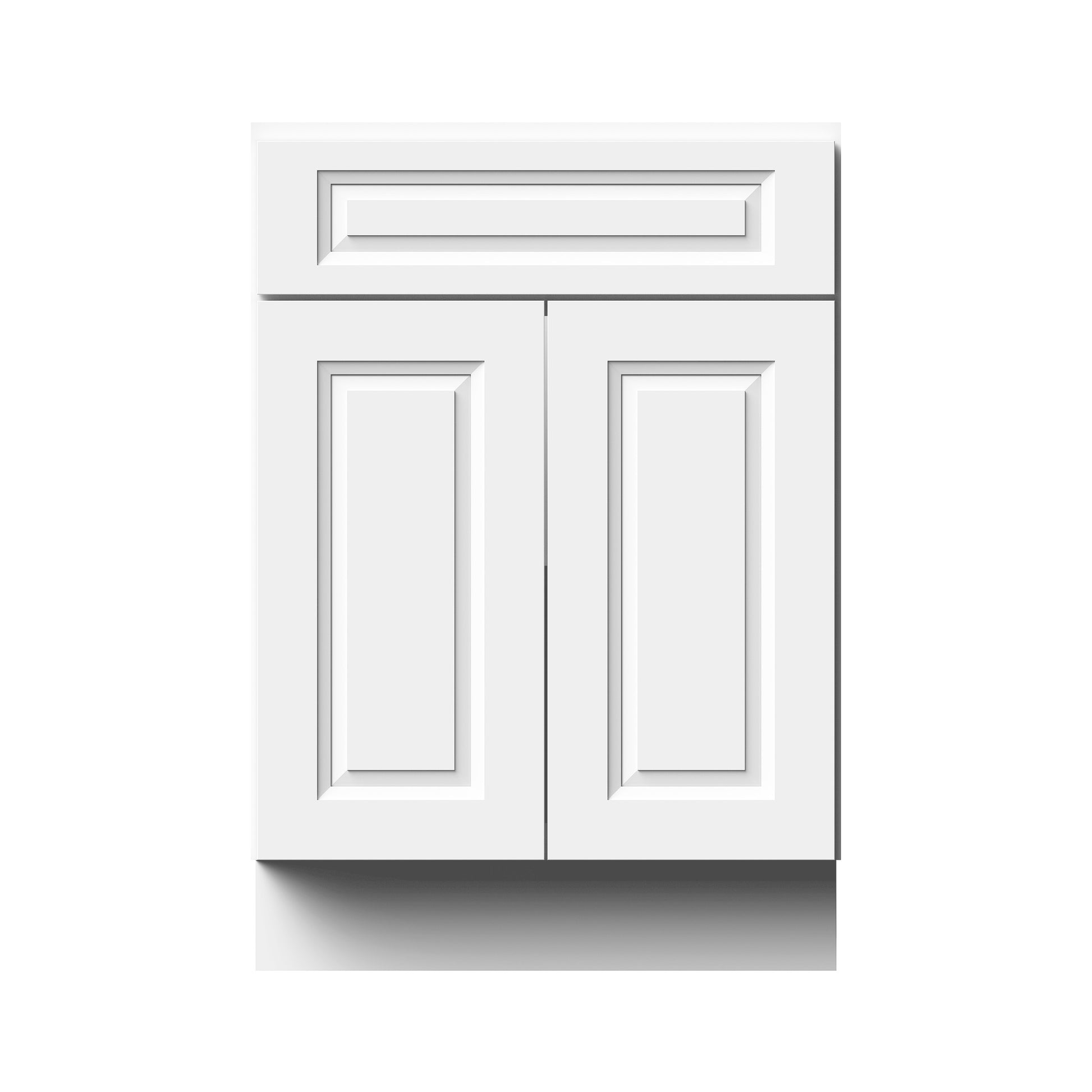 Glacier White RTA 24"-30"W x 24"D x 34.5"H Standard Base Cabinets With 2 Doors, 1 Drawer & 1 Shelf