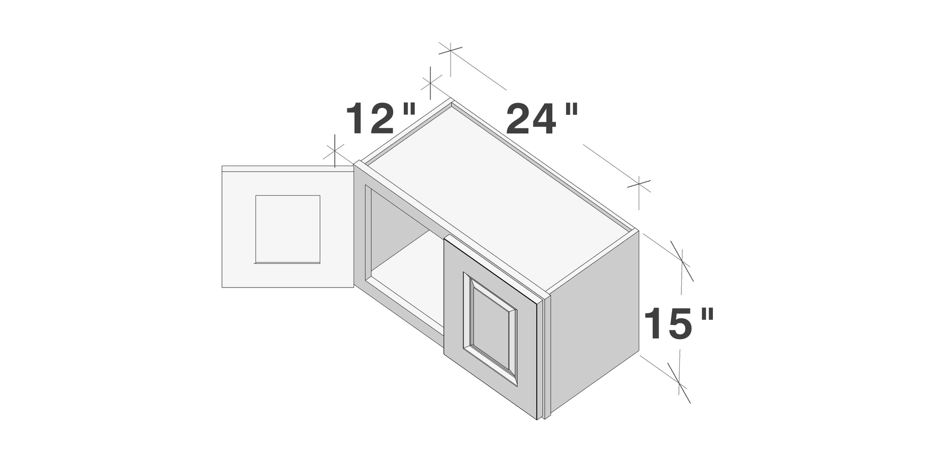 Glacier White RTA 24"-36"W x 12"D x 12"/15"H Short Wall Cabinets With 2 Doors